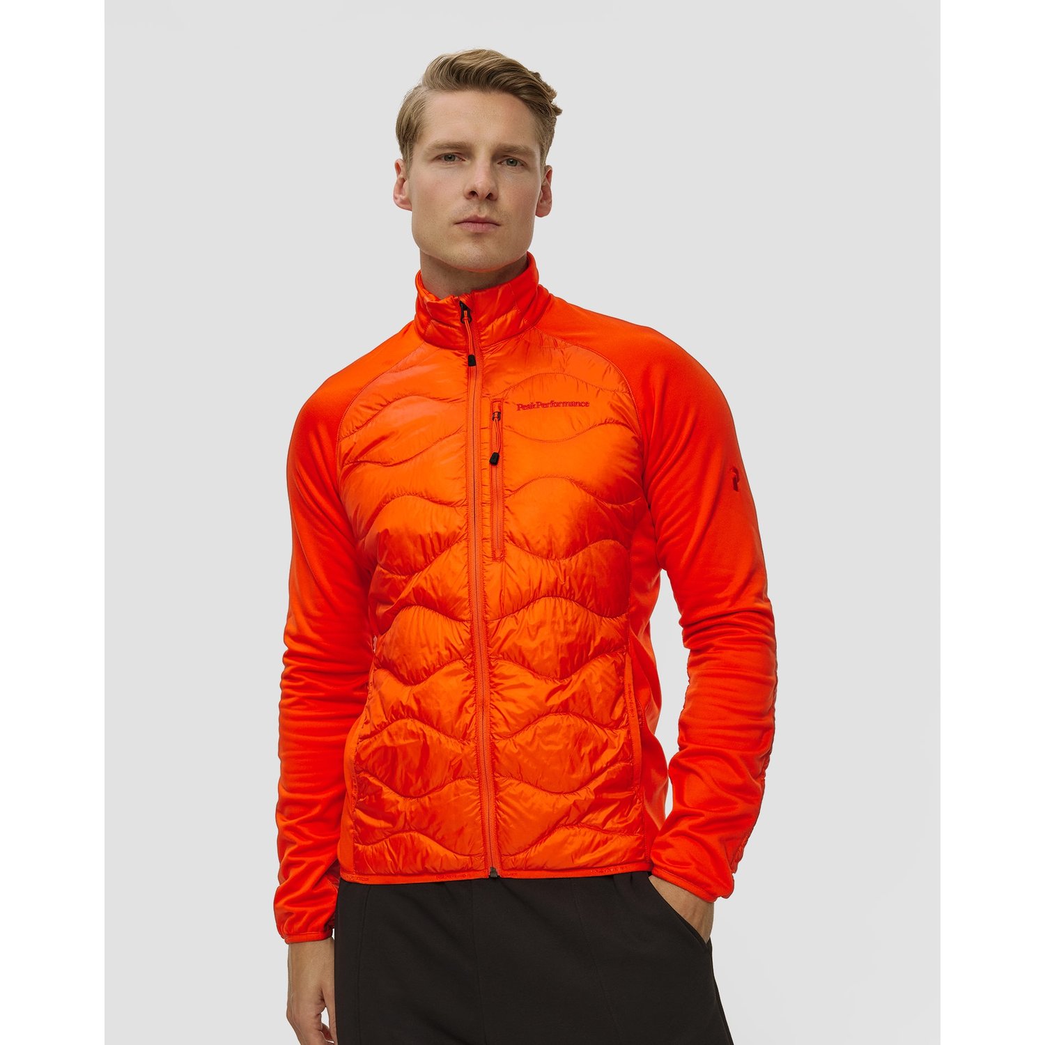 Kurtka Hybrydowa Męska Peak Performance Helium Down Hybrid Jacket Men Pomarańczowa