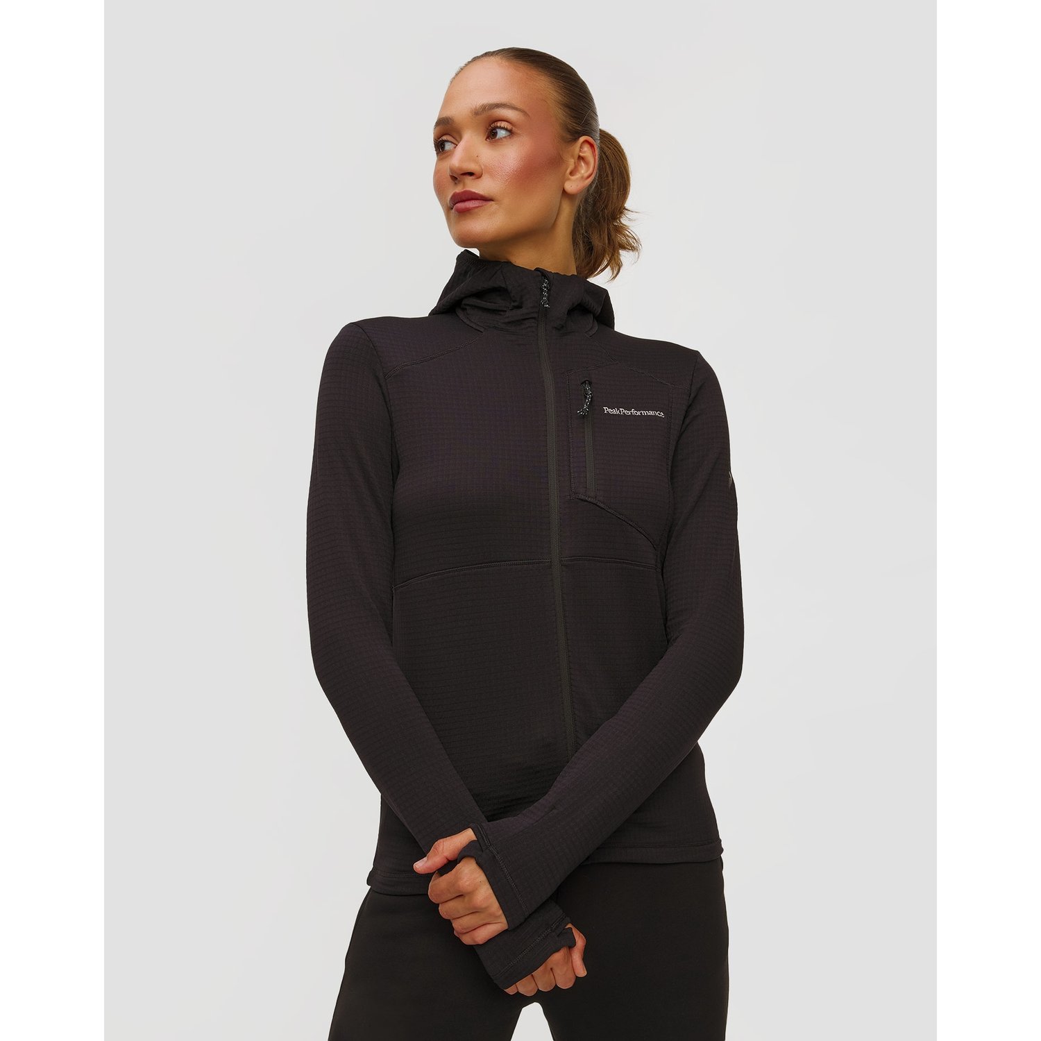 Bluza Damska Peak Performance W Trail Polartec Zip Hood Czarna