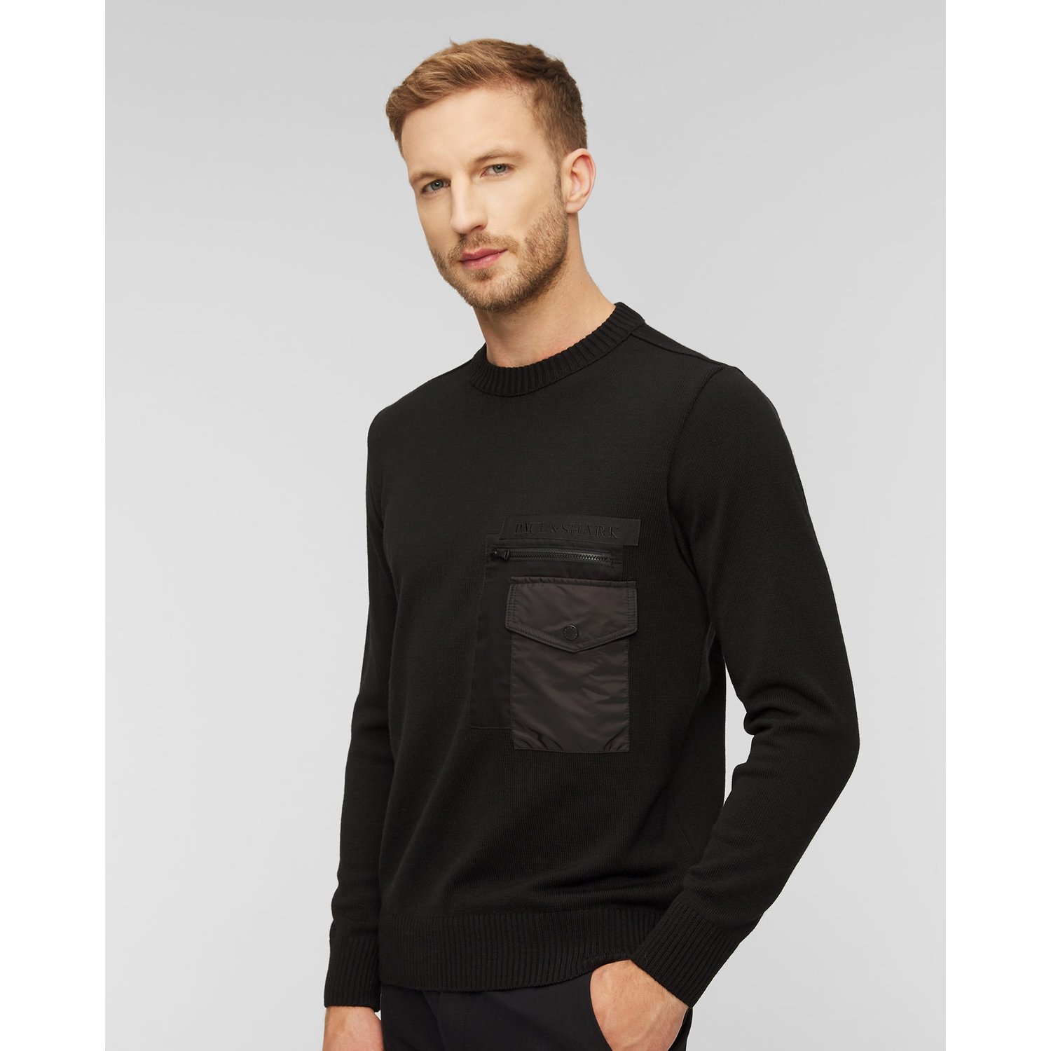 Wełniany Sweter Męski Paul&shark Czarny