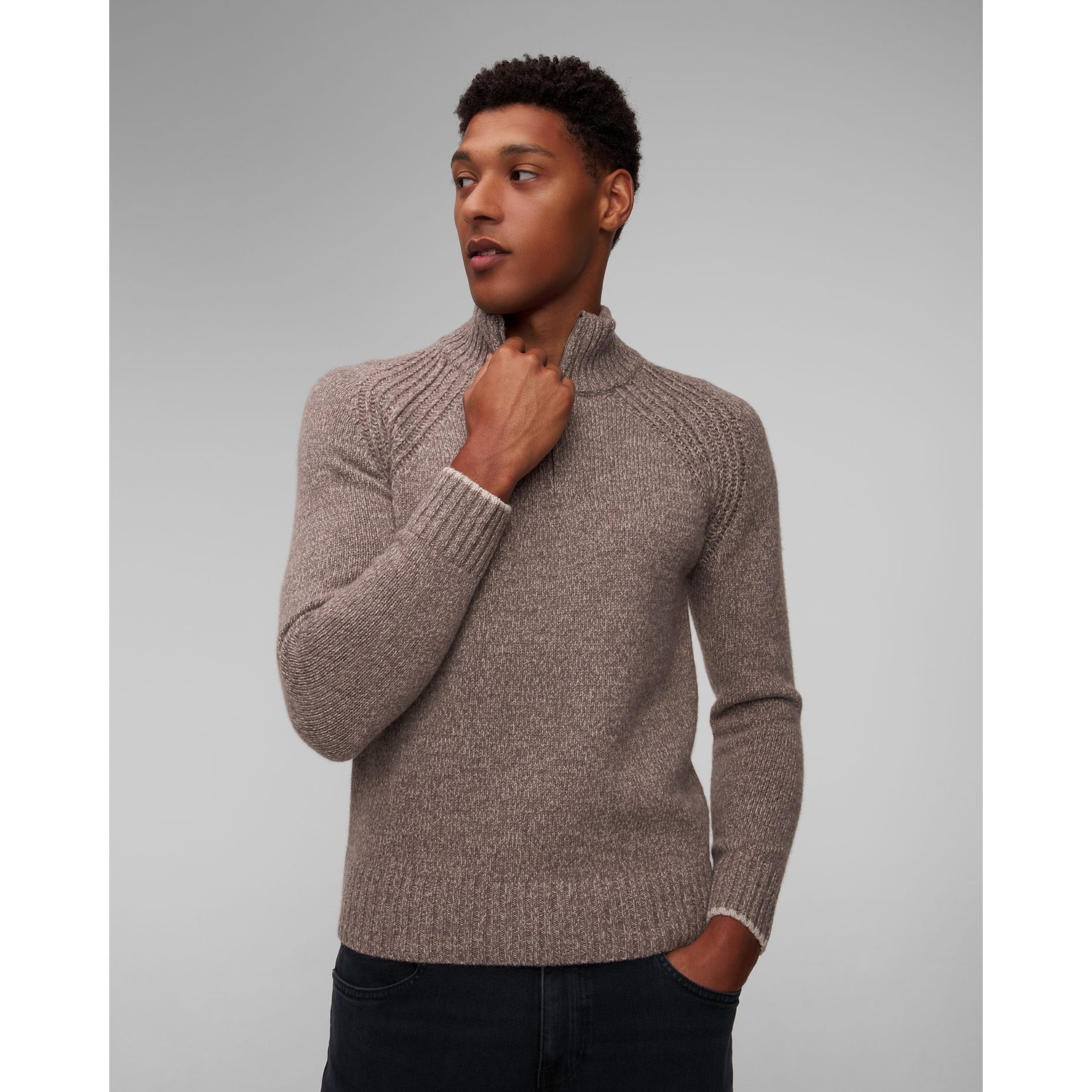 Beżowy Sweter Z Wełny I Kaszmiru Męski Paul&shark Zipped
