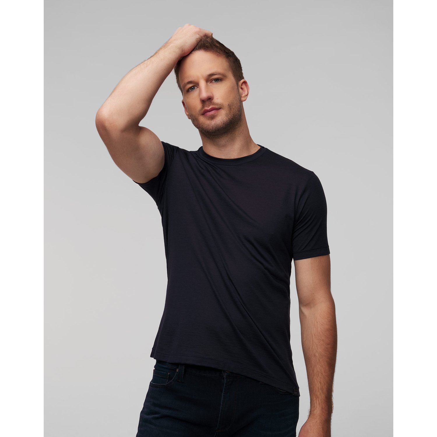 Granatowy Jedwabny T-shirt Męski Paul&shark Silk
