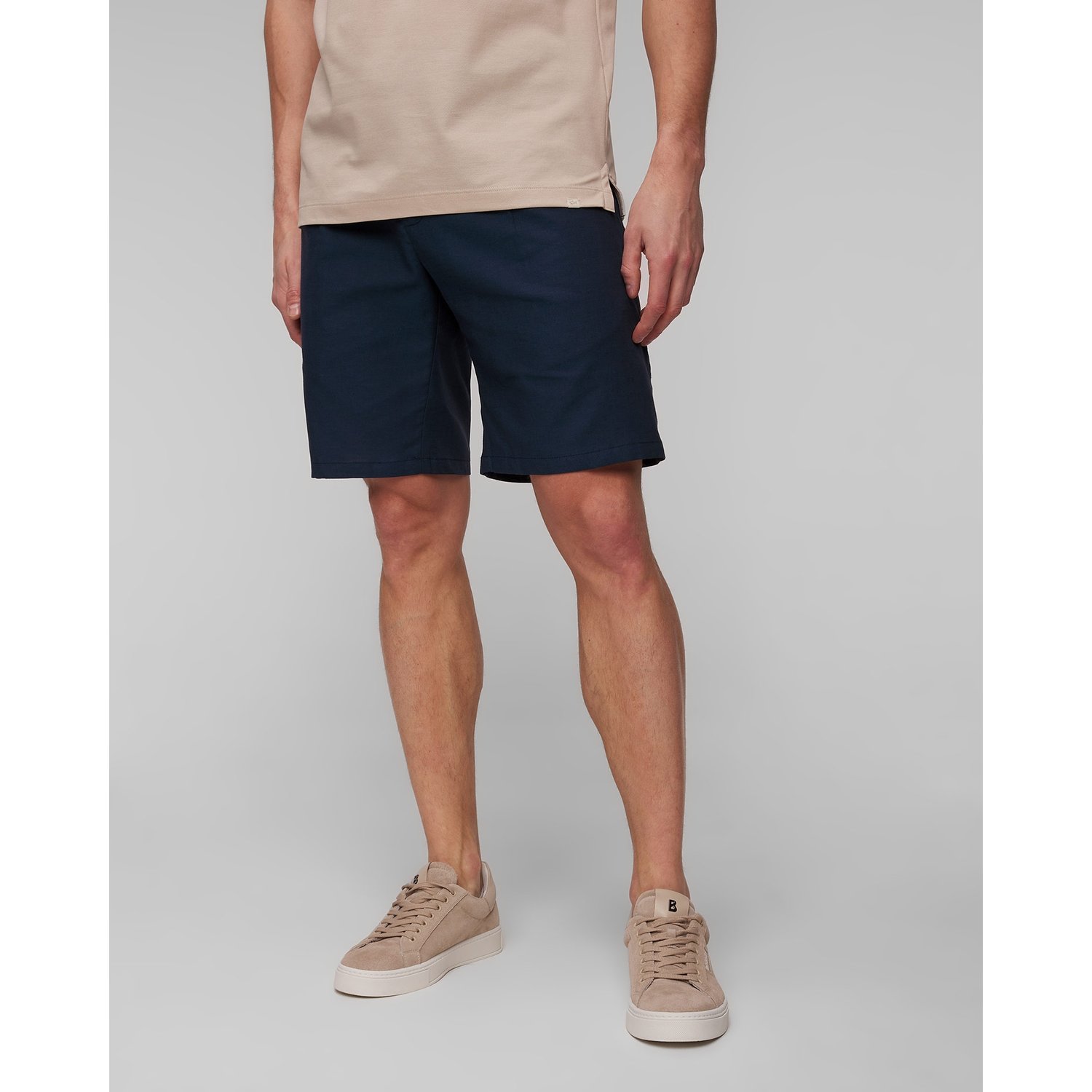 Granatowe Szorty Męskie Z Lnem Paul&shark Bermuda Coulisse 1 Pince