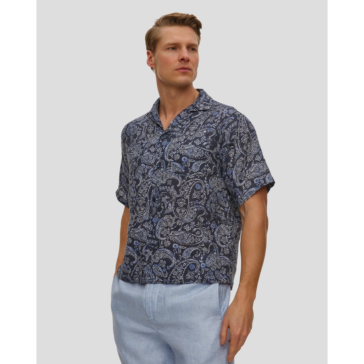 Lniana Koszula Z Krótkim Rękawem Męska Paul&shark