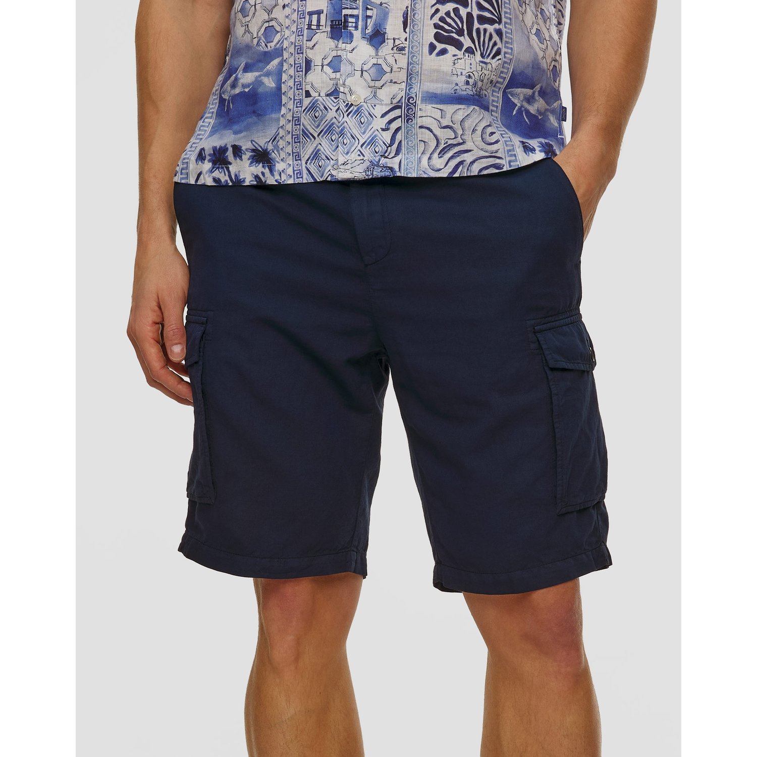 Granatowe Szorty Męskie Z Lnem Paul&shark