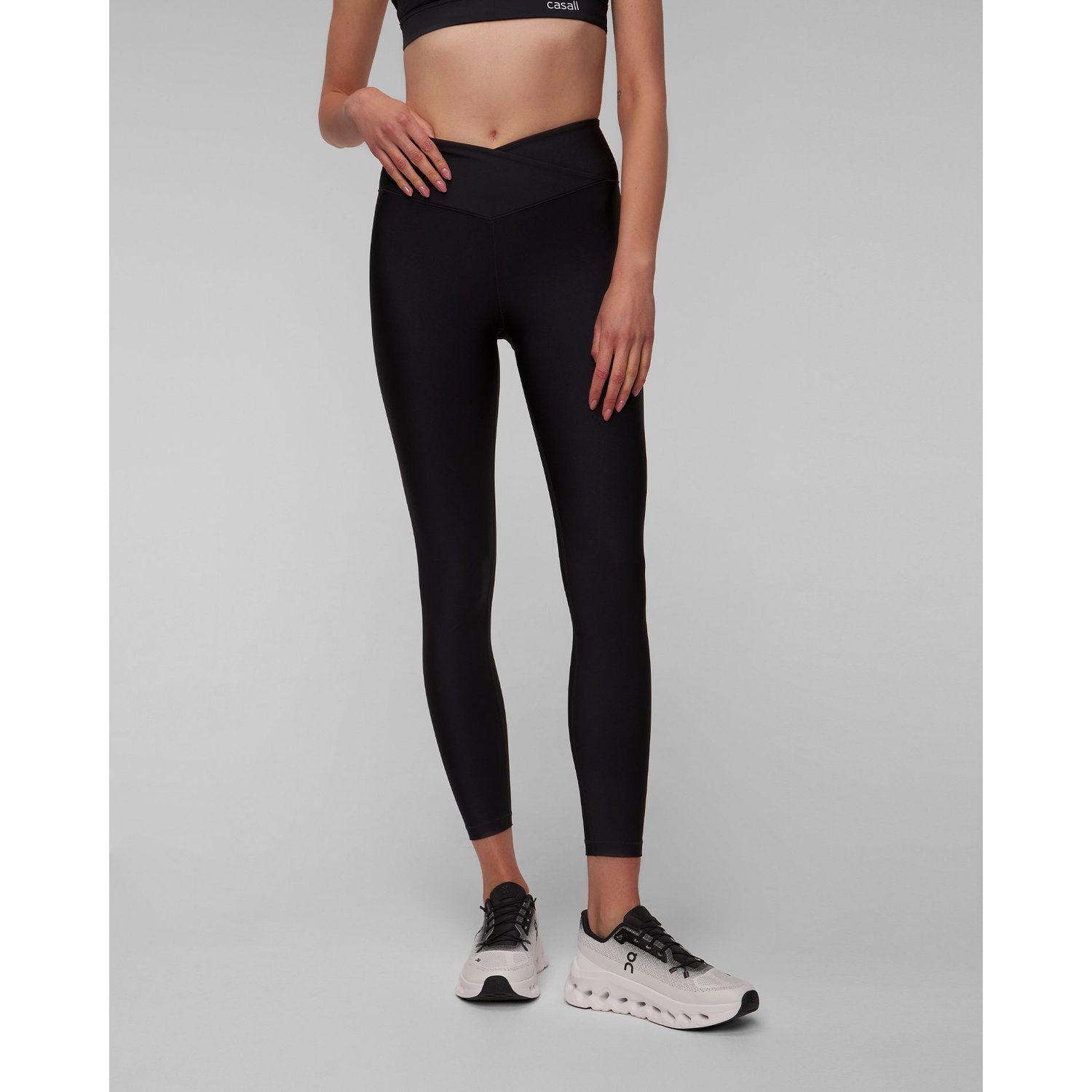 Czarne Leginsy Z Wysokim Stanem Damskie Casall Overlap High Waist Tights