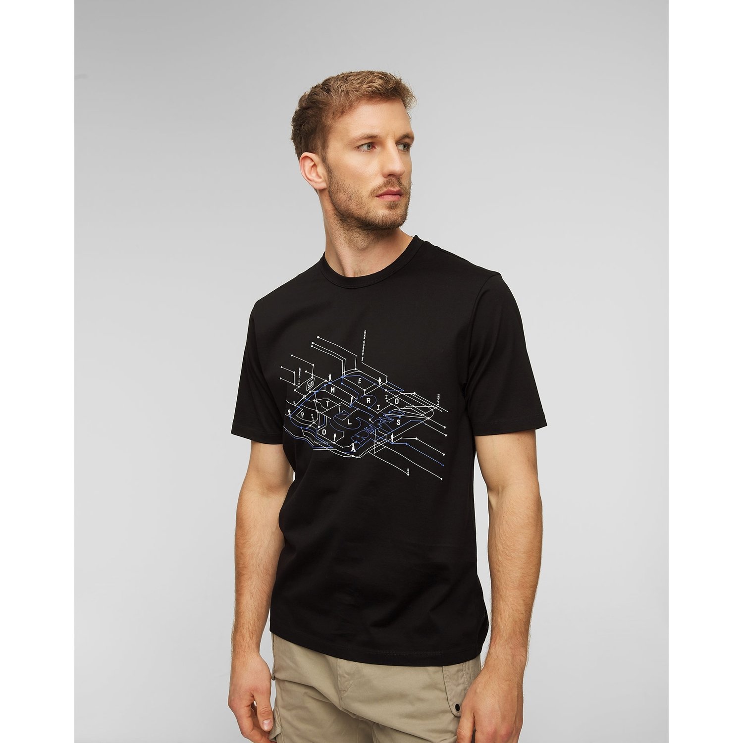 Czarny T-shirt Męski C.p. Company
