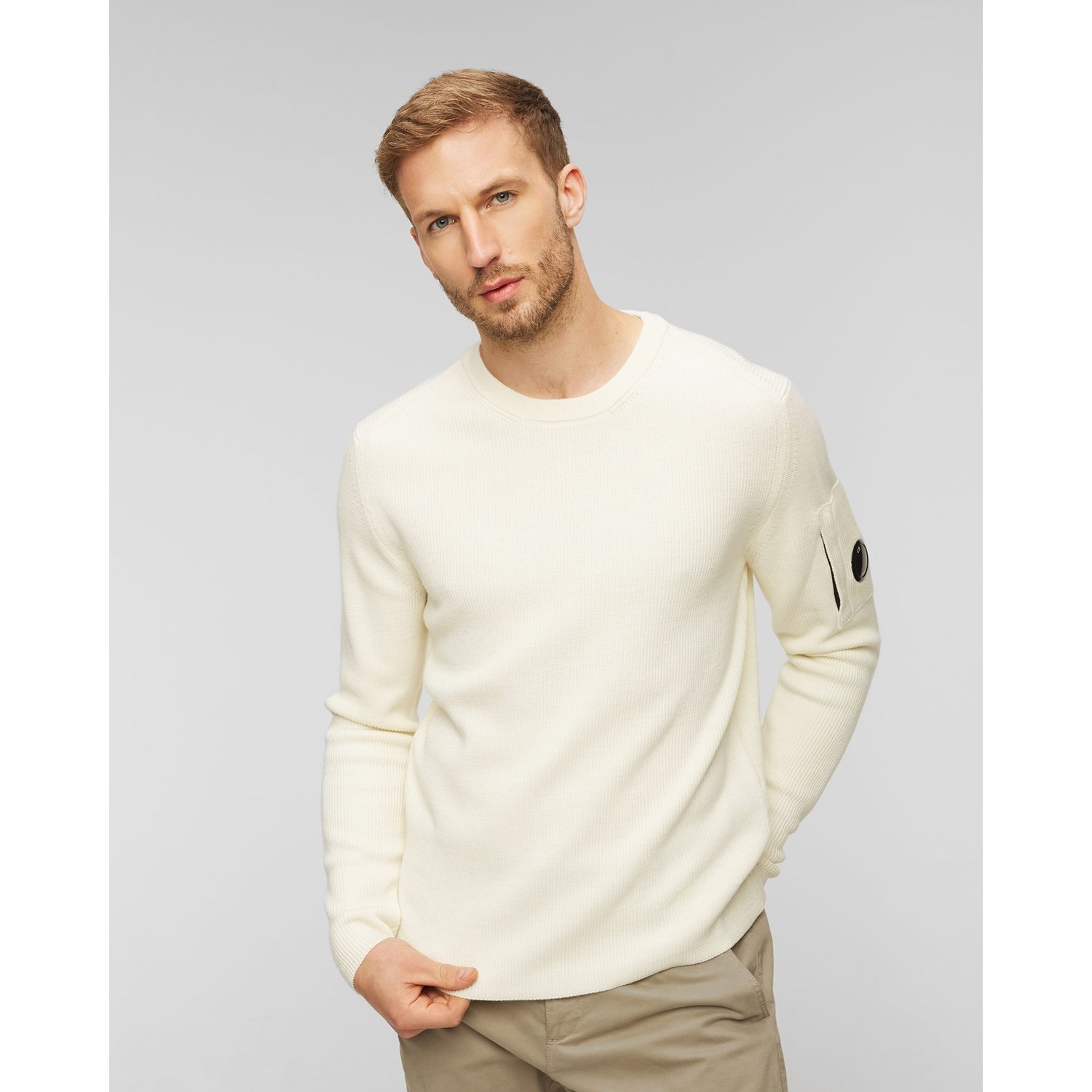 Biały Sweter Wełniany Męski C.p. Company