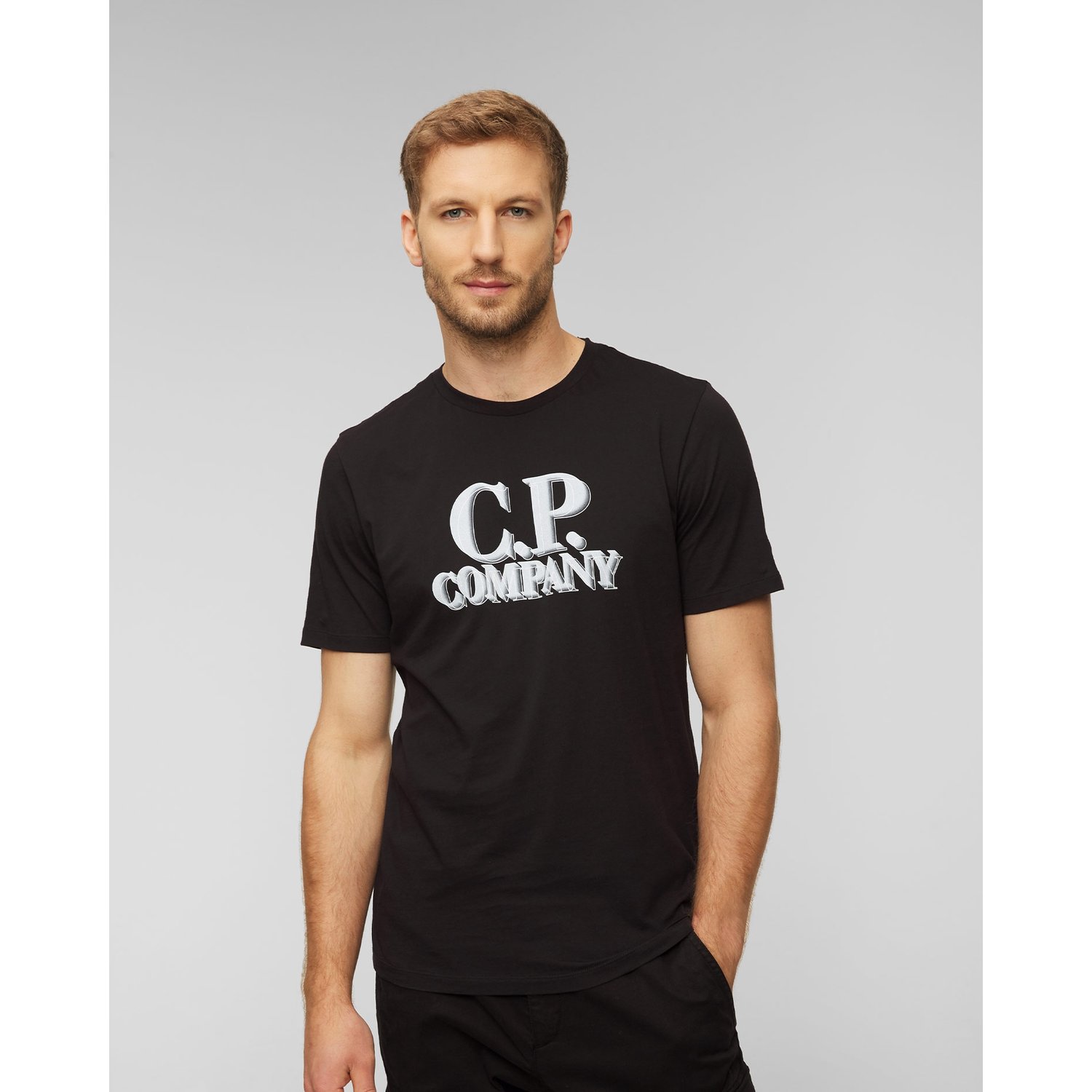 Czarny T-shirt Męski C.p. Company
