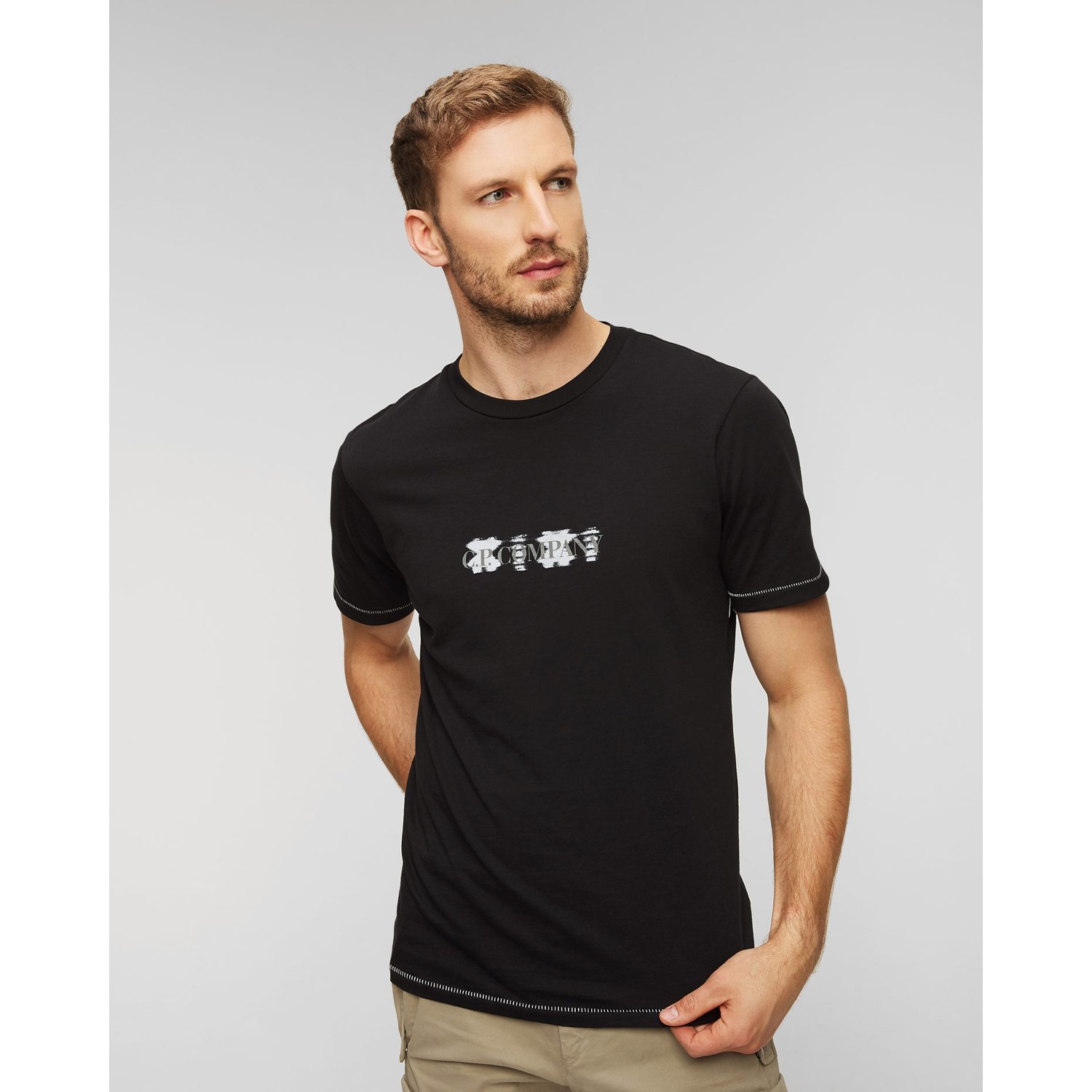 Czarny T-shirt Męski C.p. Company