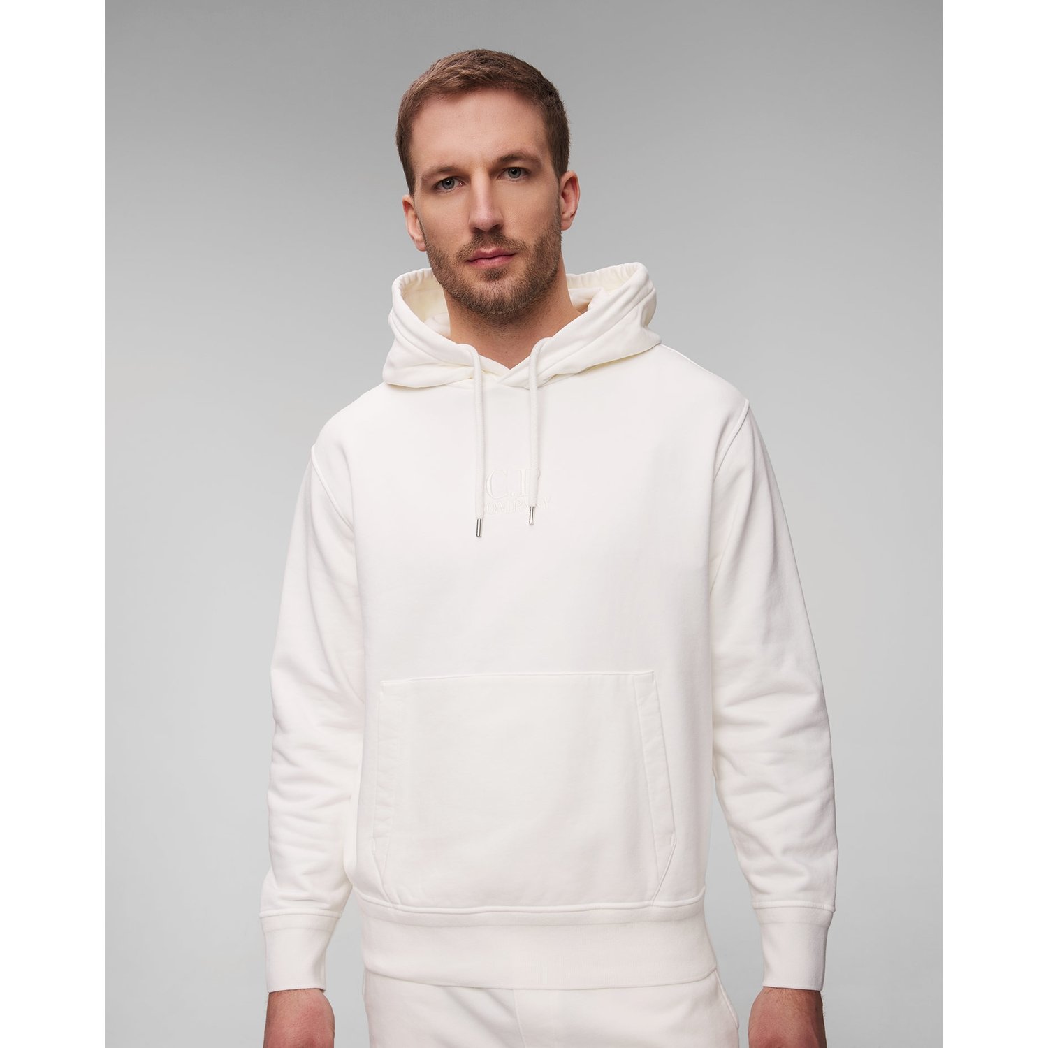 Biała Bluza Z Kapturem Męska C.p. Company
