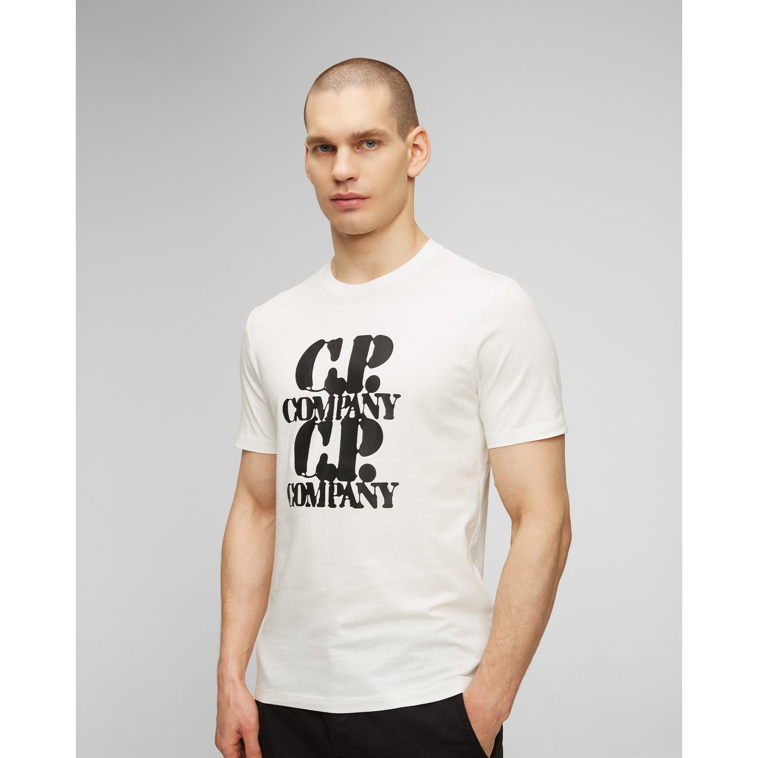 Biały T-shirt Męski C.p. Company