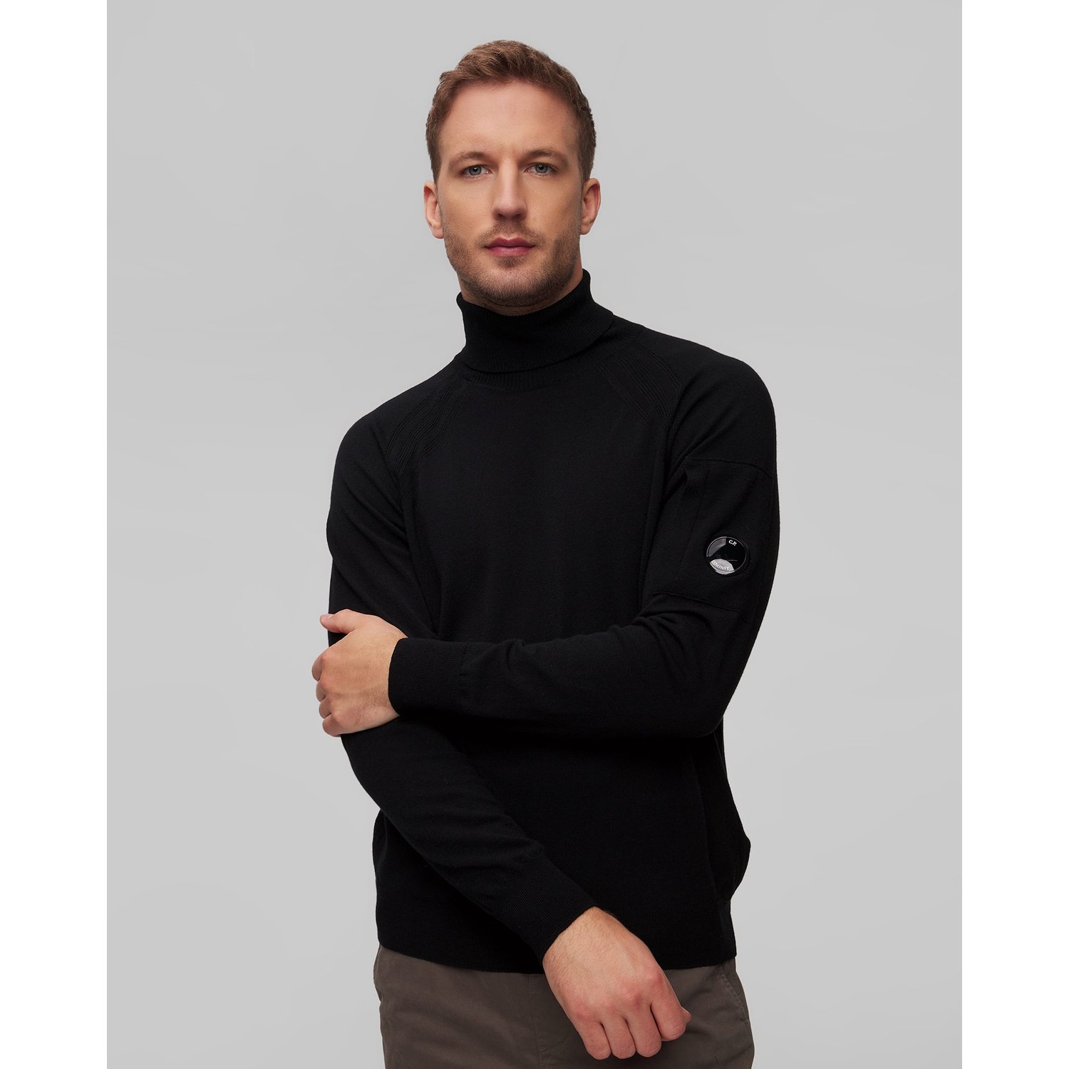 Czarny Golf Z Wełny Merynosa Męski C.p. Company