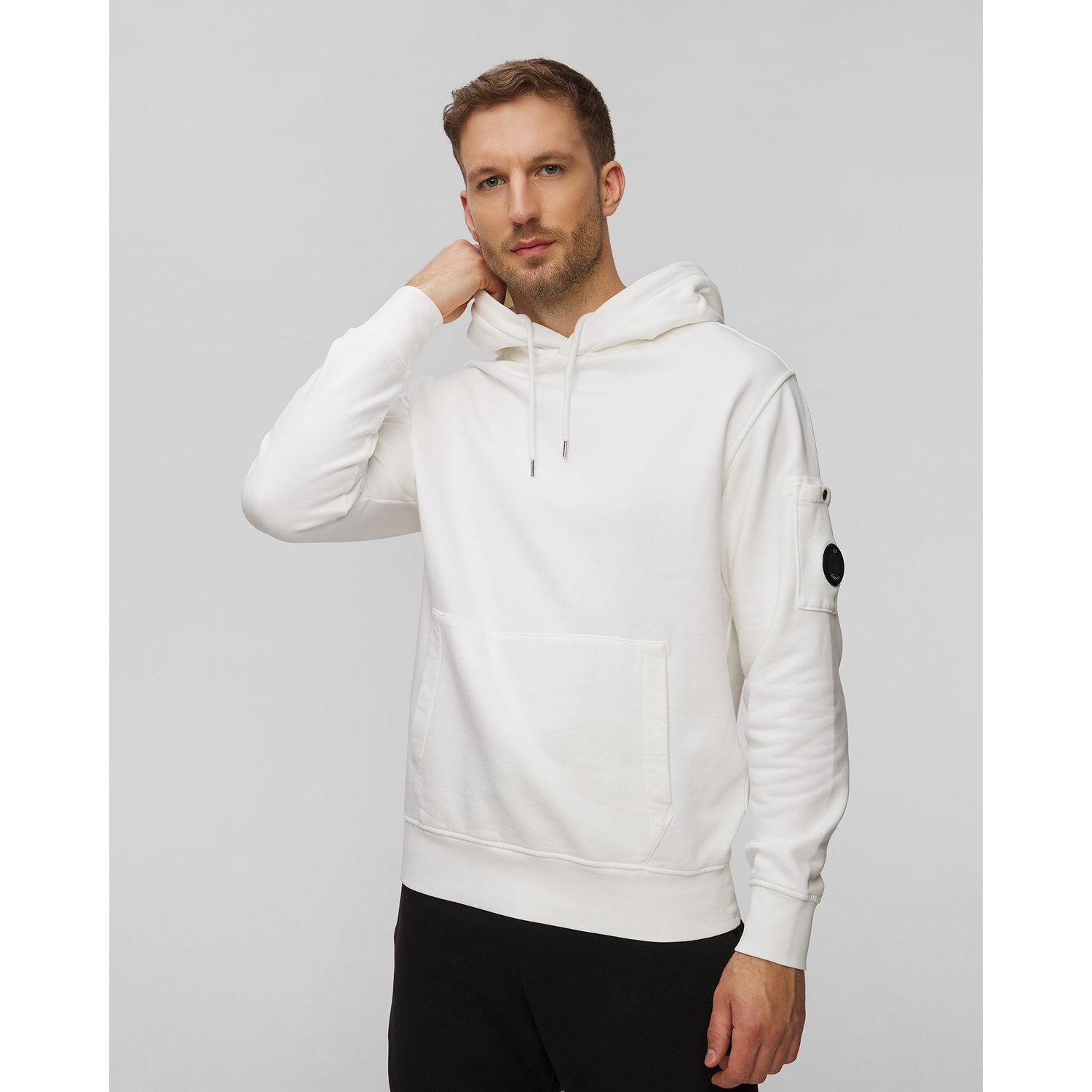 Biała Bluza Męska Z Kapturem C.p. Company