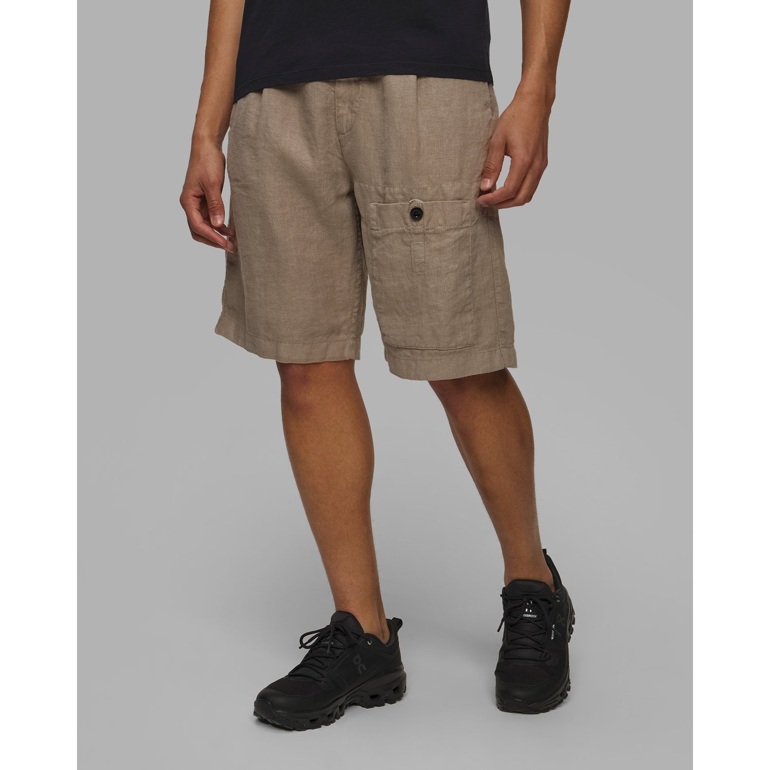Lniane Szorty Męskie C.p. Company Linen Sack Cargo Khaki
