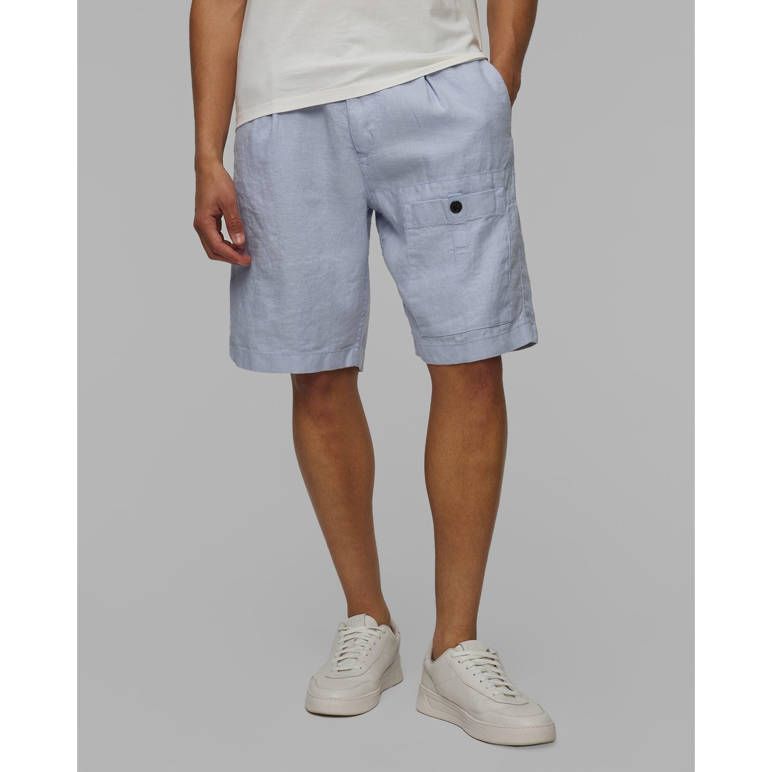 Lniane Szorty Męskie C.p. Company Linen Sack Cargo Niebieskie