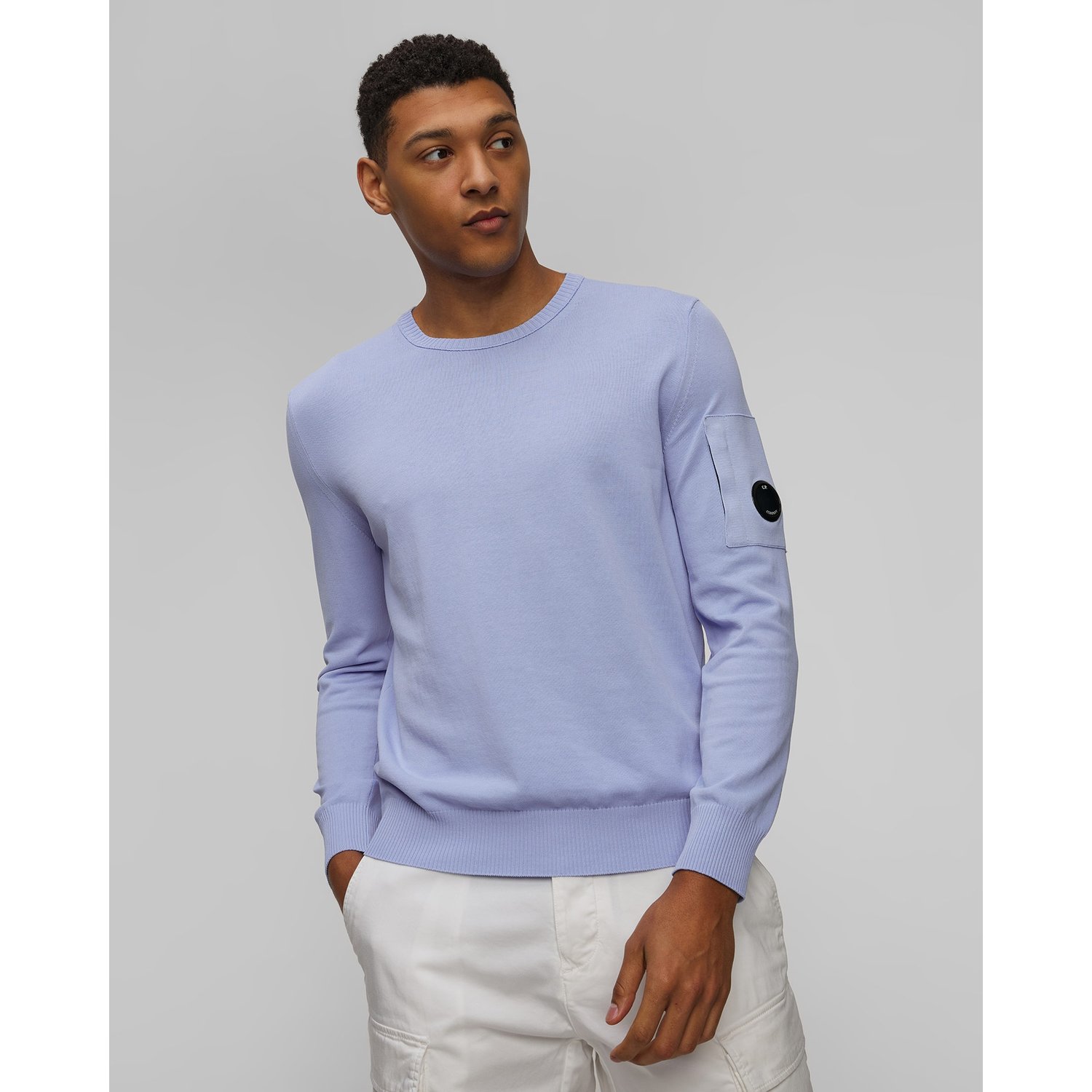 Sweter Męski C.p. Company Cotton Crepe Crewneck Lens Knit Niebieski