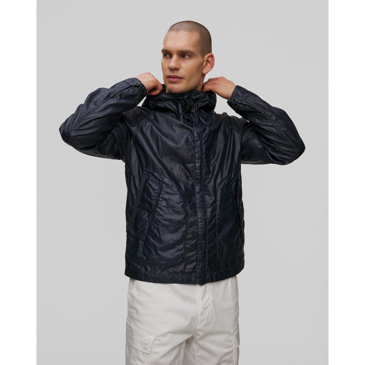 Kurtka Wiatrówka Męska C.p. Company Lino Wax Goggle Jacket Granatowa