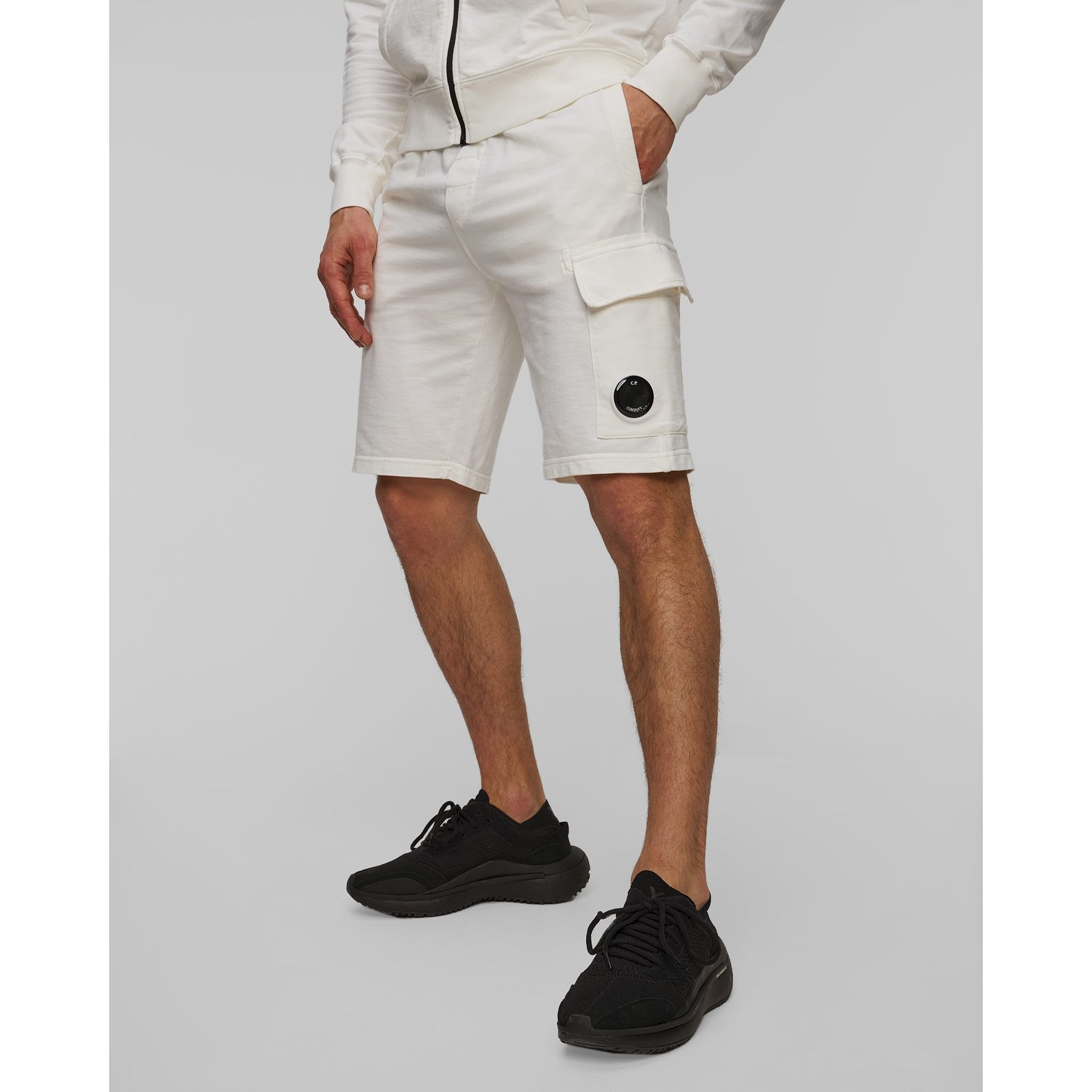 Szorty Męskie C.p. Company Light Fleece Cargo Lens Shorts Beżowe