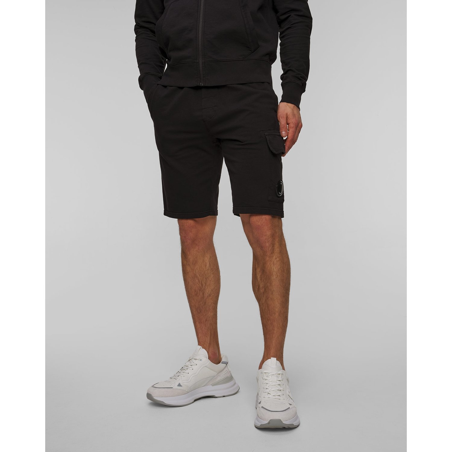Szorty Męskie C.p. Company Light Fleece Cargo Lens Shorts Czarne