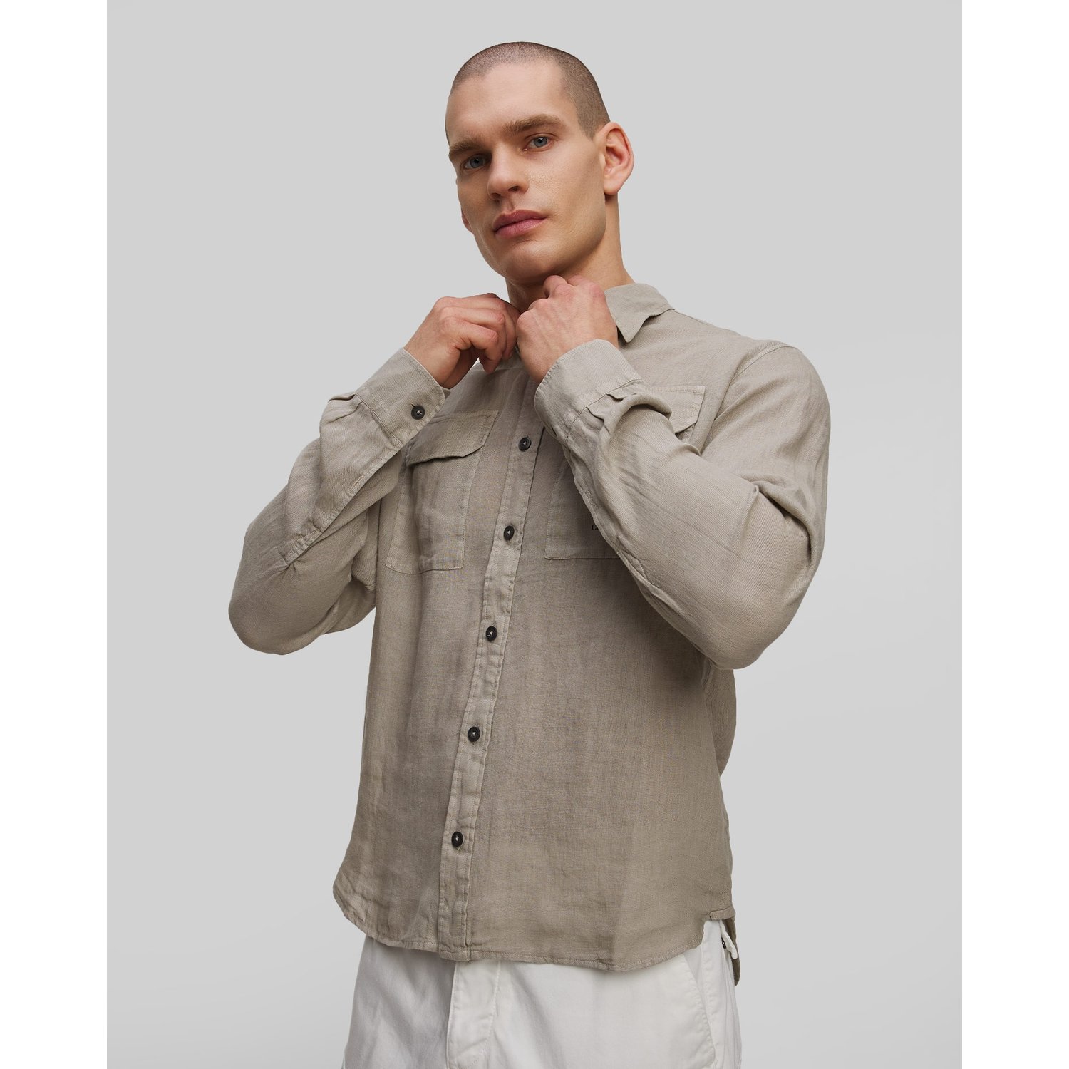 Koszula Męska C.p. Company Linen Shirt Khaki