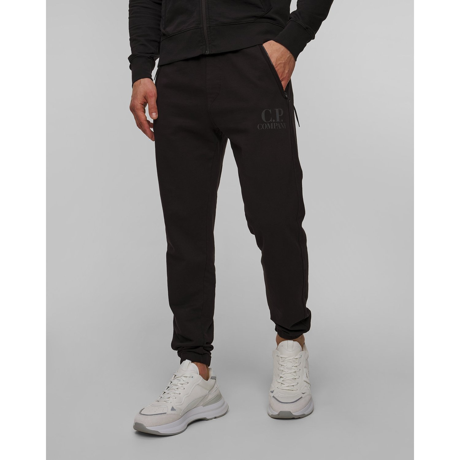 Spodnie Dresowe Męskie C.p. Company Light Fleece Logo Sweatpants Czarne
