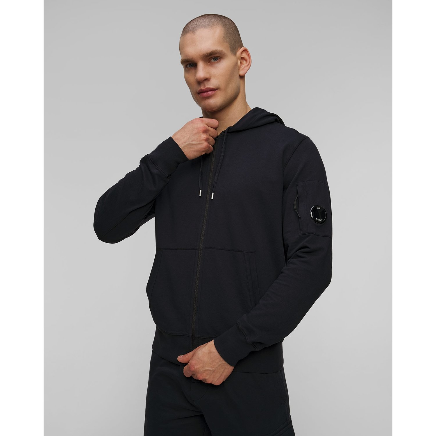 Bluza Męska C.p. Company Light Fleece Full Zip Hooded Sweatshirt Granatowa