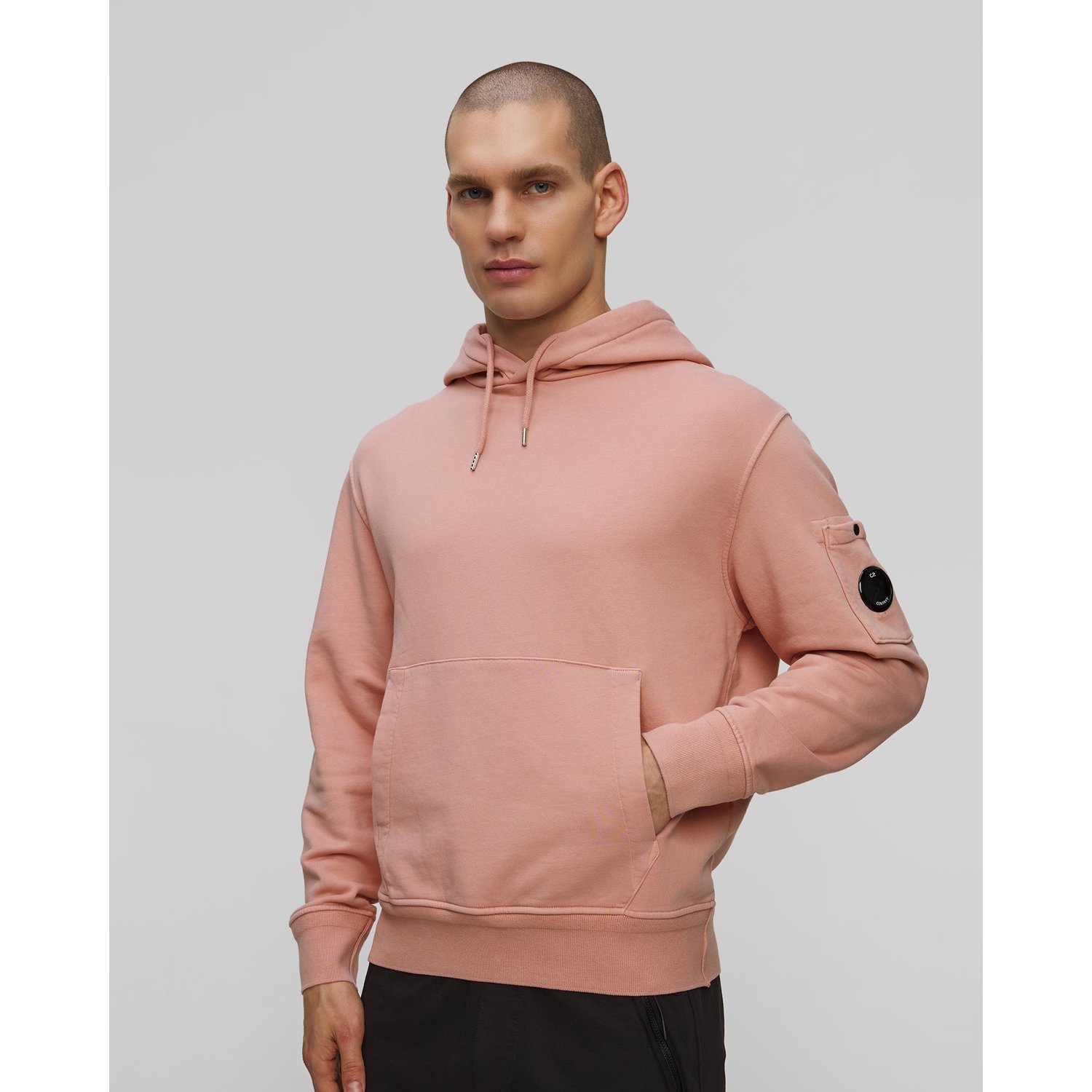 Bluza Męska C.p. Company Cotton Diagonal Fleece Resist Dyed Hooded Lens Różowa