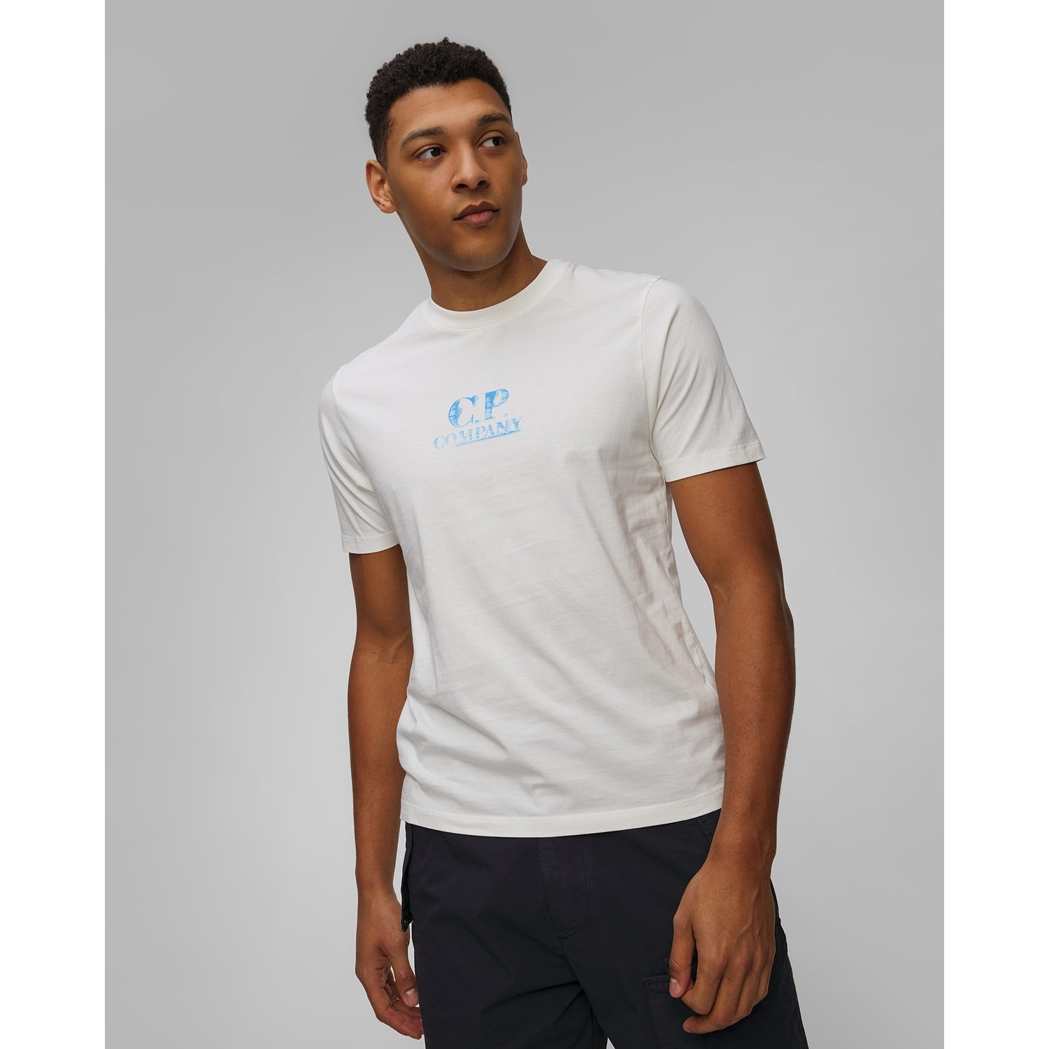 T-shirt Męski C.p. Company 30/1 Jersey Graphic Logo Biały