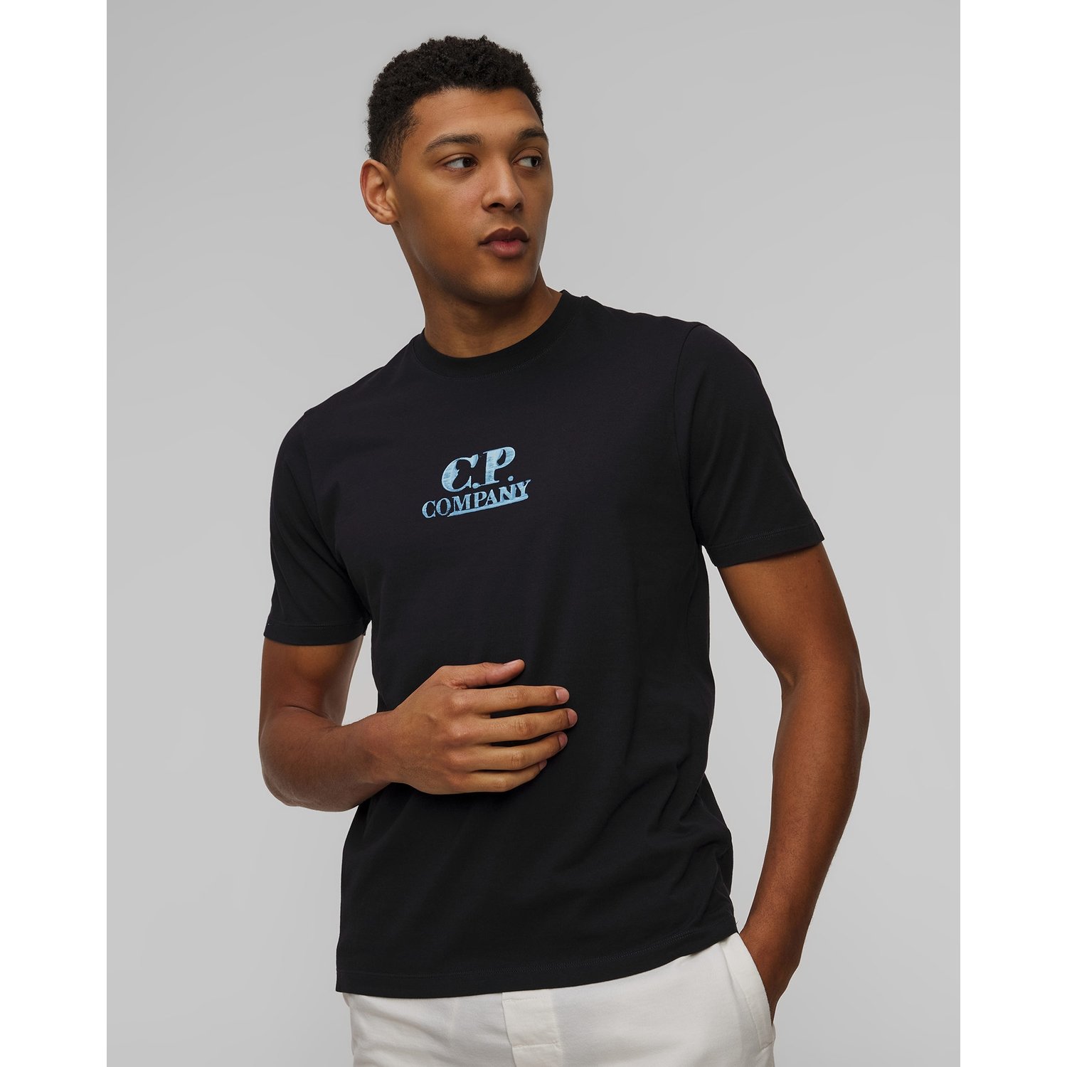 T-shirt Męski C.p. Company 30/1 Jersey Graphic Logo Granatowy