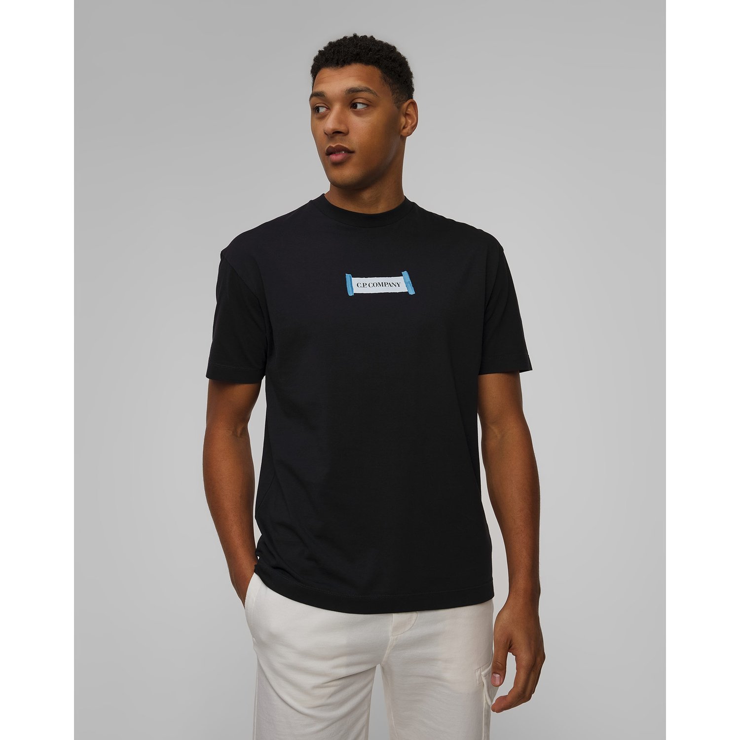 T-shirt Męski C.p. Company 30/1 Jersey Printed Logo Granatowy