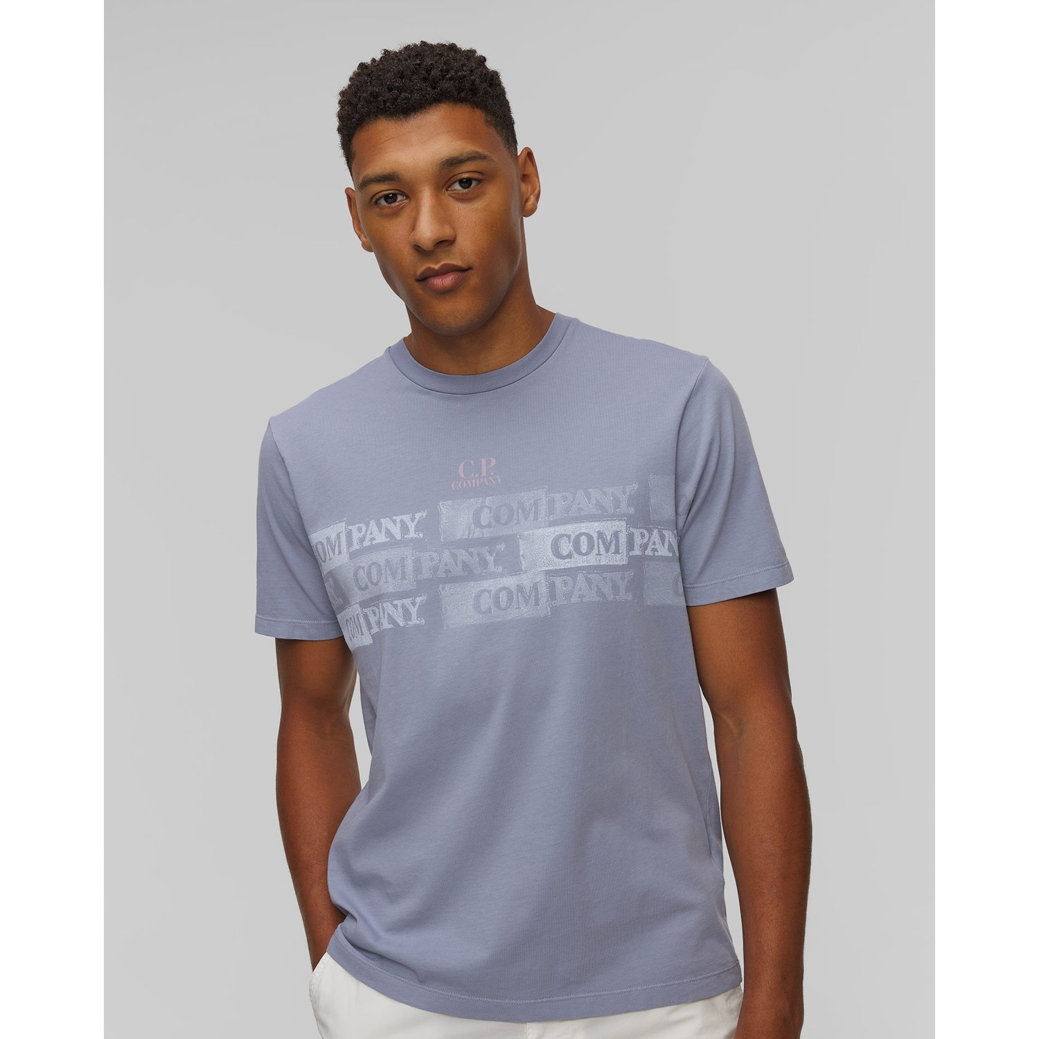 T-shirt Męski C.p. Company 24/1 Jersey Horizontal Logo Fioletowy