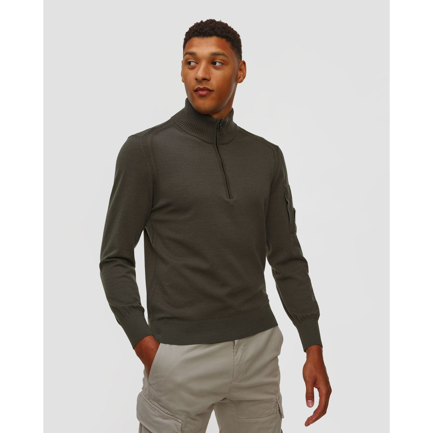 Golf z zamkiem męski C.P. Company Extrafine Merino Wool Half Zip Sweater szary