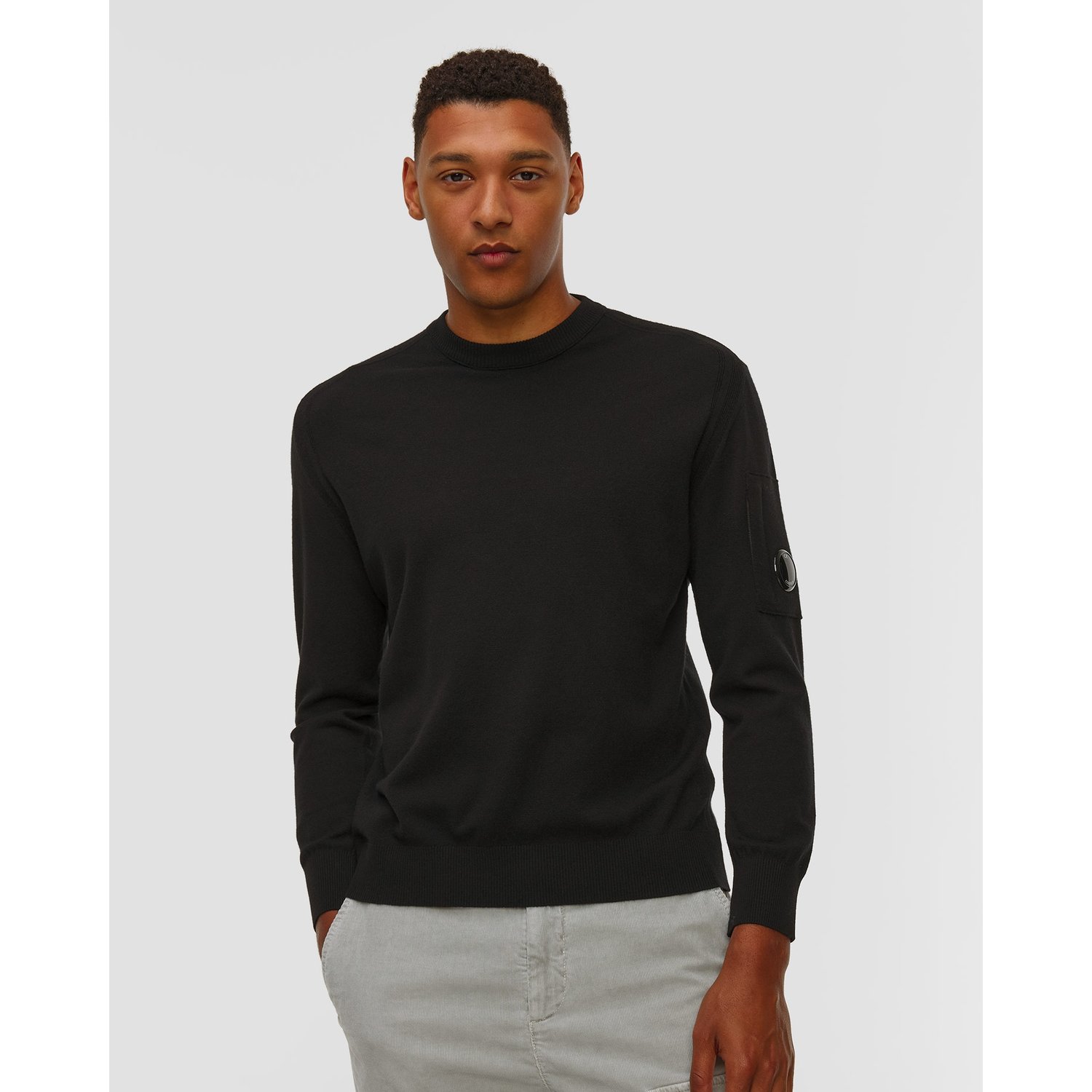 Sweter Męski C.p. Company Extrafine Merino Wool Crewneck Sweater Czarny