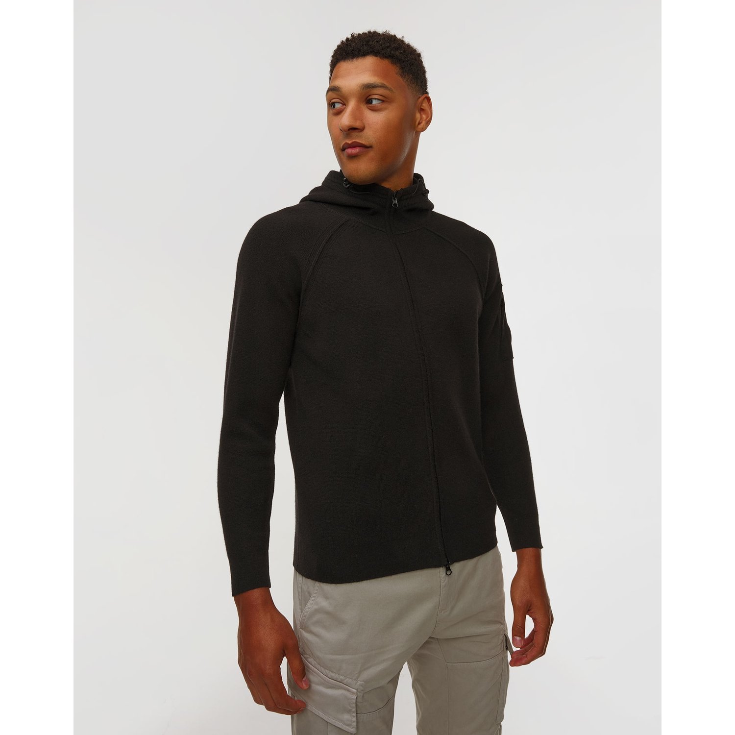 Bluza Męska C.p. Company Lambswool Grs Hooded Full Zip Sweater Czarna
