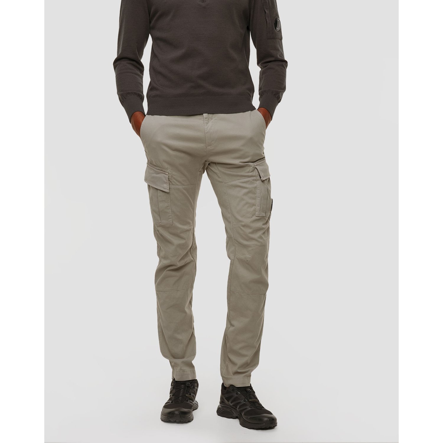 Spodnie Męskie C.p. Company Stretch Sateen Ergonomic Lens Cargo Pants Szare