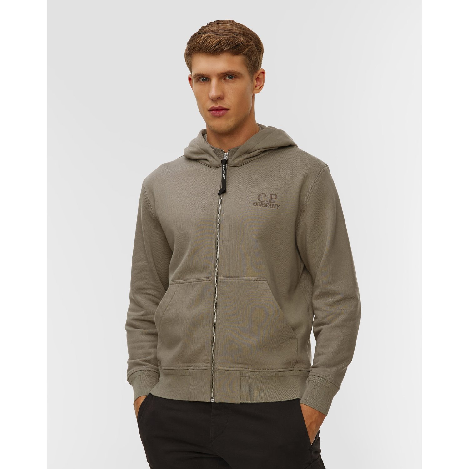 Bluza Męska C.p. Company Diagonal Raised Fleece Hooded Full Zip Sweatshirt Beżowe