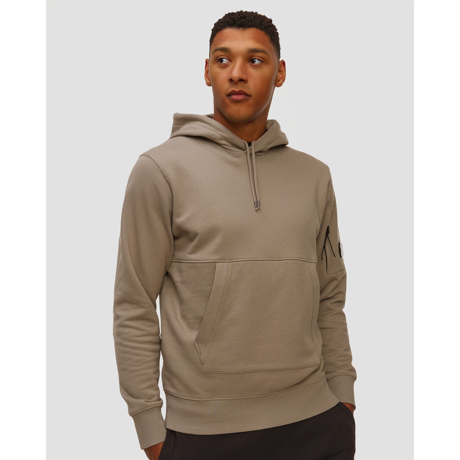 Bluza Męska C.p. Company Diagonal Raised Fleece Hooded Lens Sweatshirt Beżowa