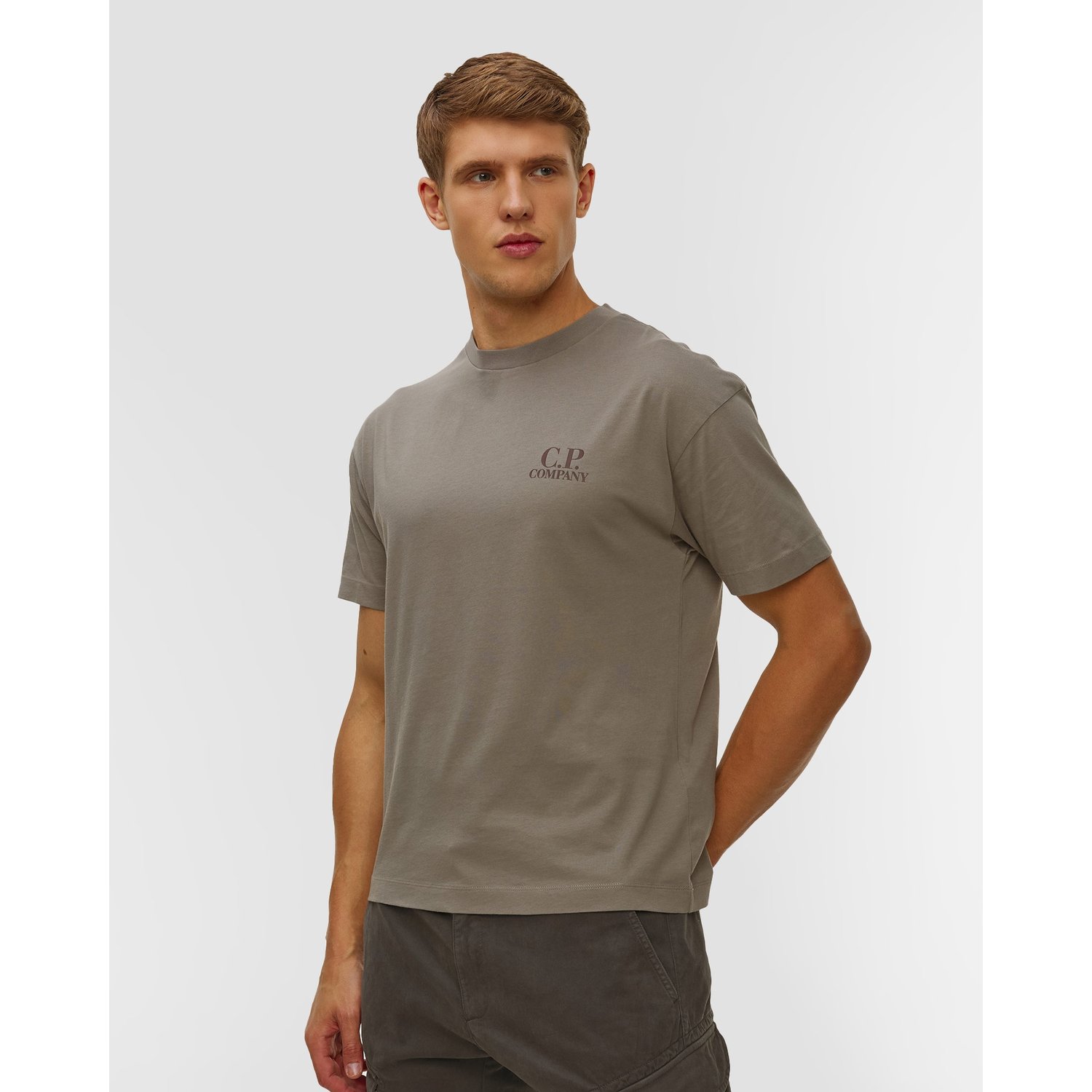 T-shirt Męski C.p. Company 30/1 Jersey Short Sleeve Logo T-shirt Beżowy