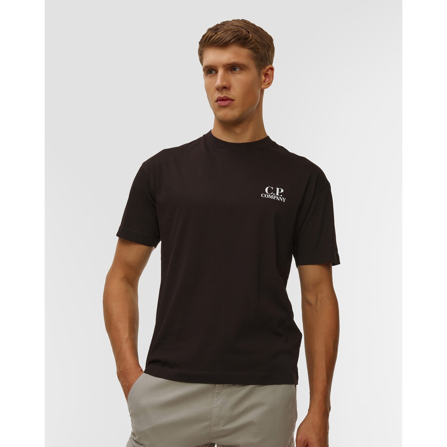 T-shirt Męski C.p. Company 30/1 Jersey Short Sleeve Logo T-shirt Czarny