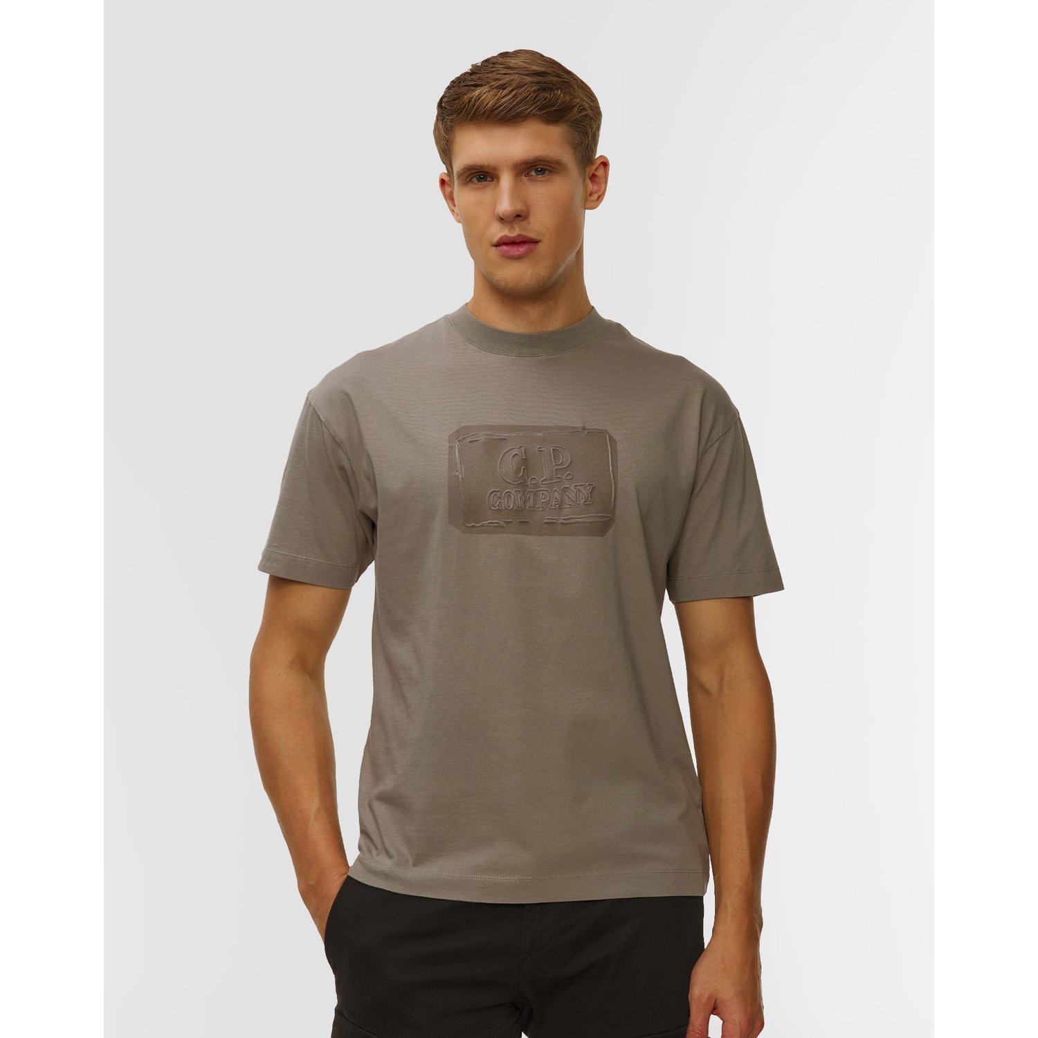 T-shirt Męski C.p. Company 30/1 Jersey British Sailor Short Sleeve Logo T-shirt Beżowy