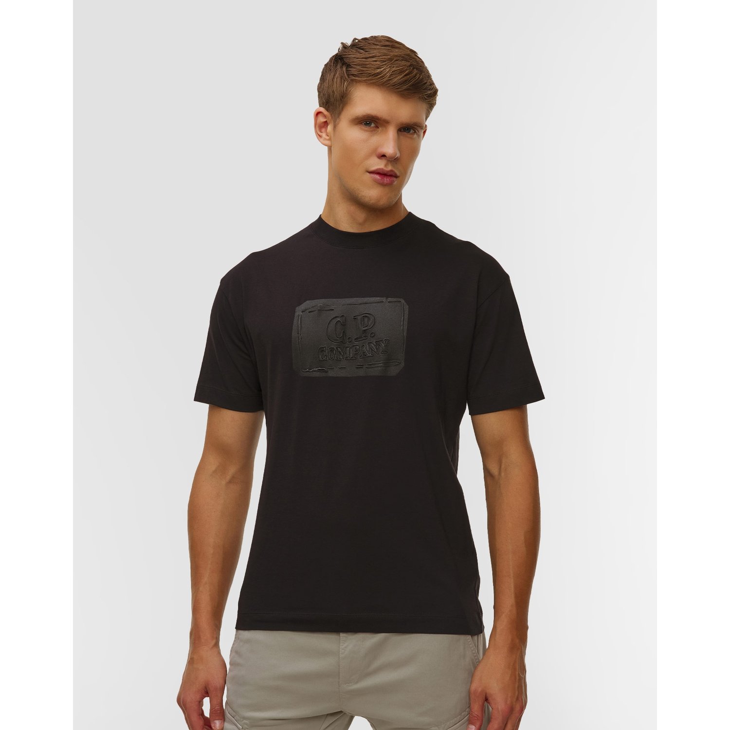 T-shirt Męski C.p. Company 30/1 Jersey British Sailor Short Sleeve Logo T-shirt Czarny