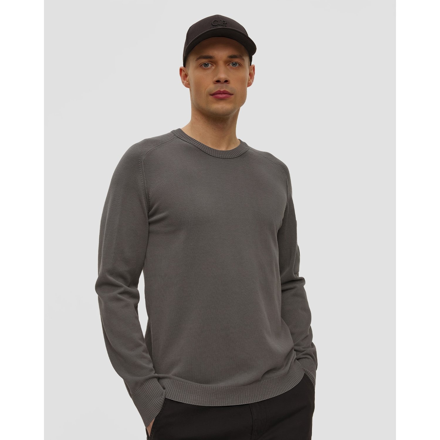 Sweter Męski C.p. Company Cotton Crepe Crewneck Lens Sweater