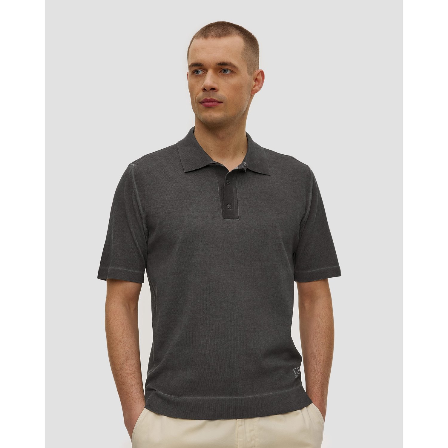 Polo Męskie C.p. Company Cotton Crepe Double Dyed Polo