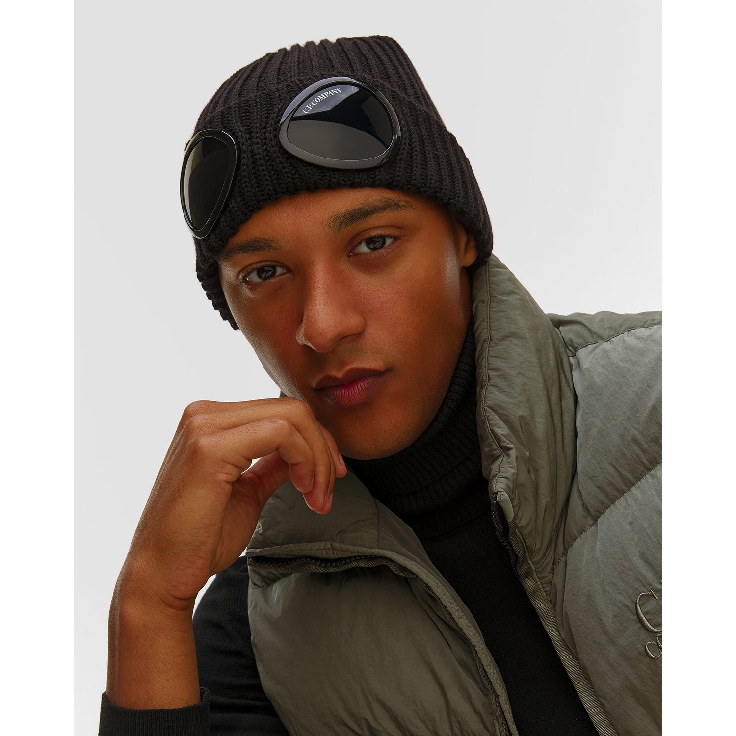 Czapka wełniana CP Company Google Wool Beanie czarna
