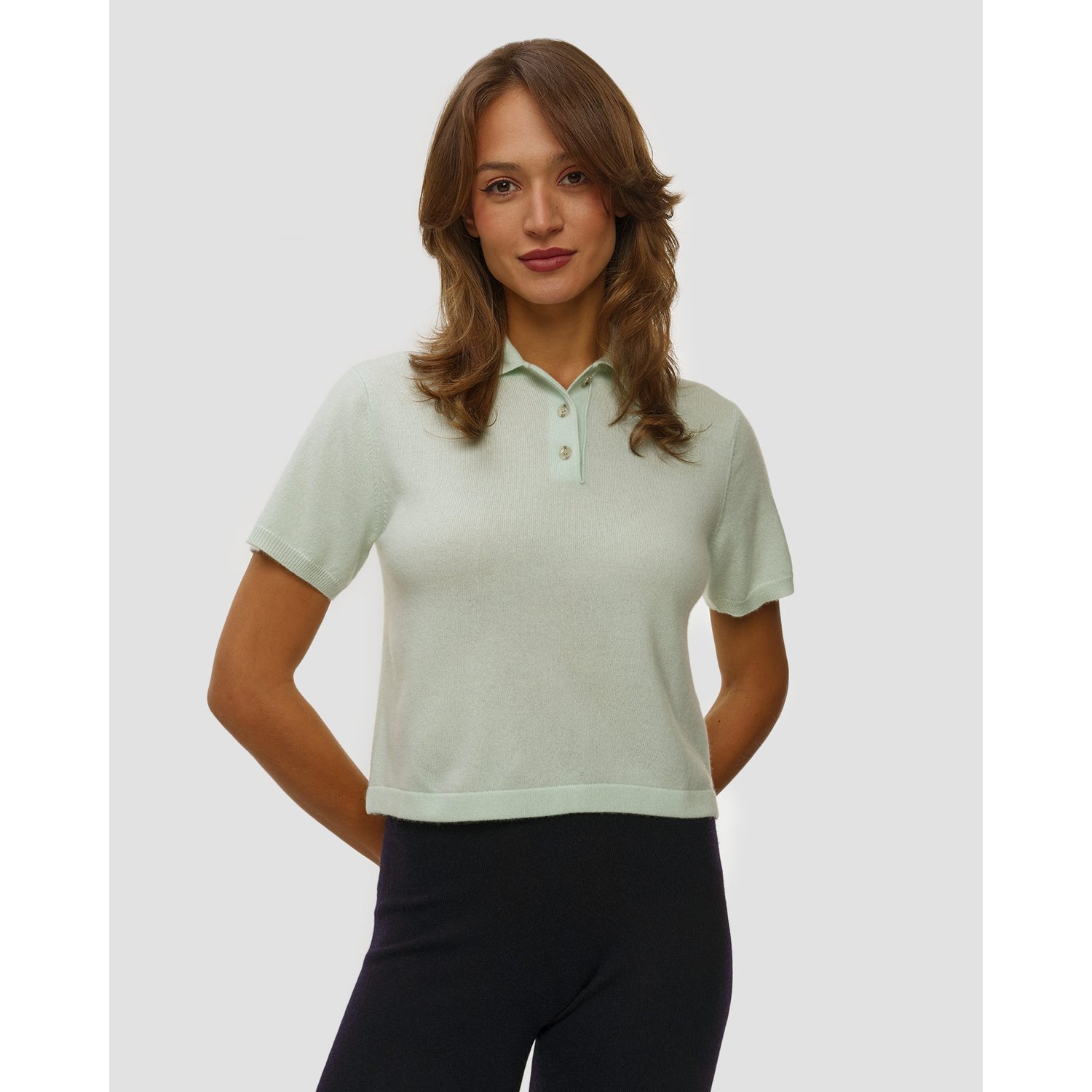 Zielony Sweter Kaszmirowy Z Krótkim Rękawem Damski Allude