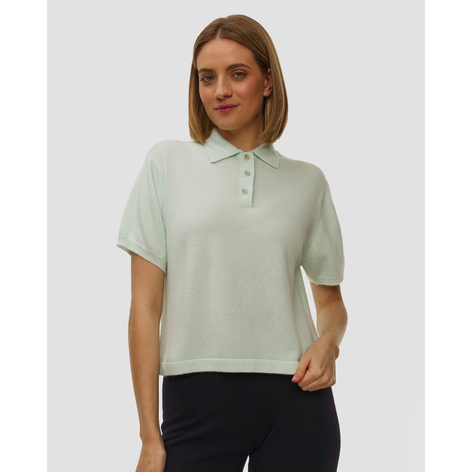 Zielony Sweter Kaszmirowy Z Krótkim Rękawem Damski Allude