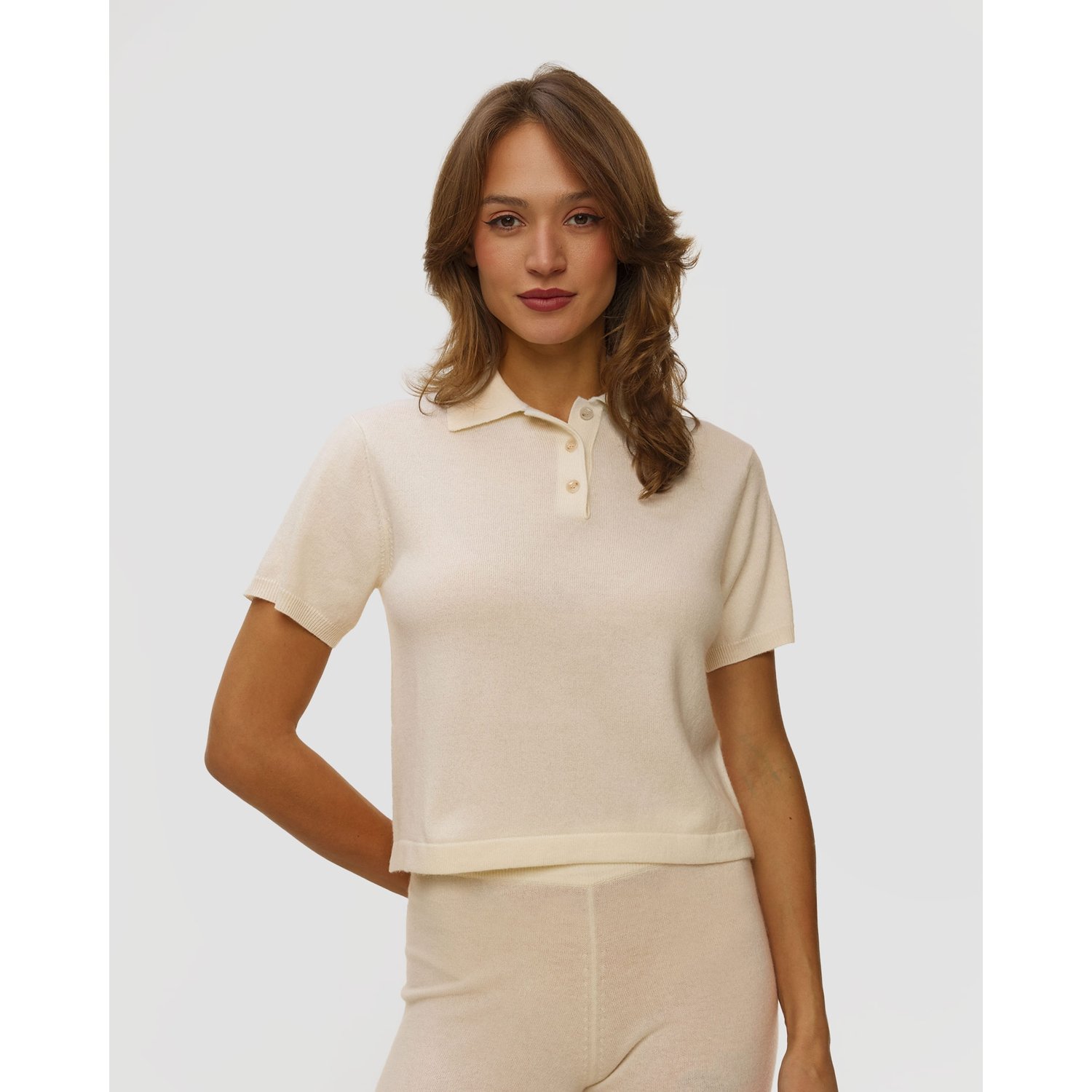 Biały Sweter Kaszmirowy Z Krótkim Rękawem Damski Allude