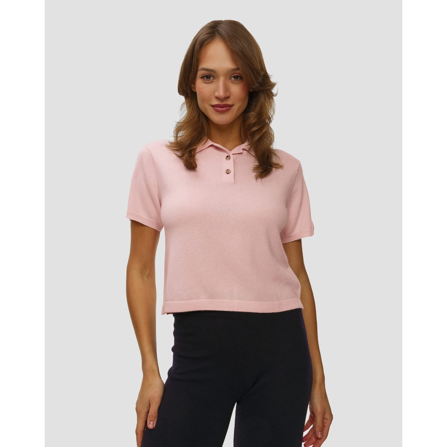 Różowy Sweter Kaszmirowy Z Krótkim Rękawem Damski Allude