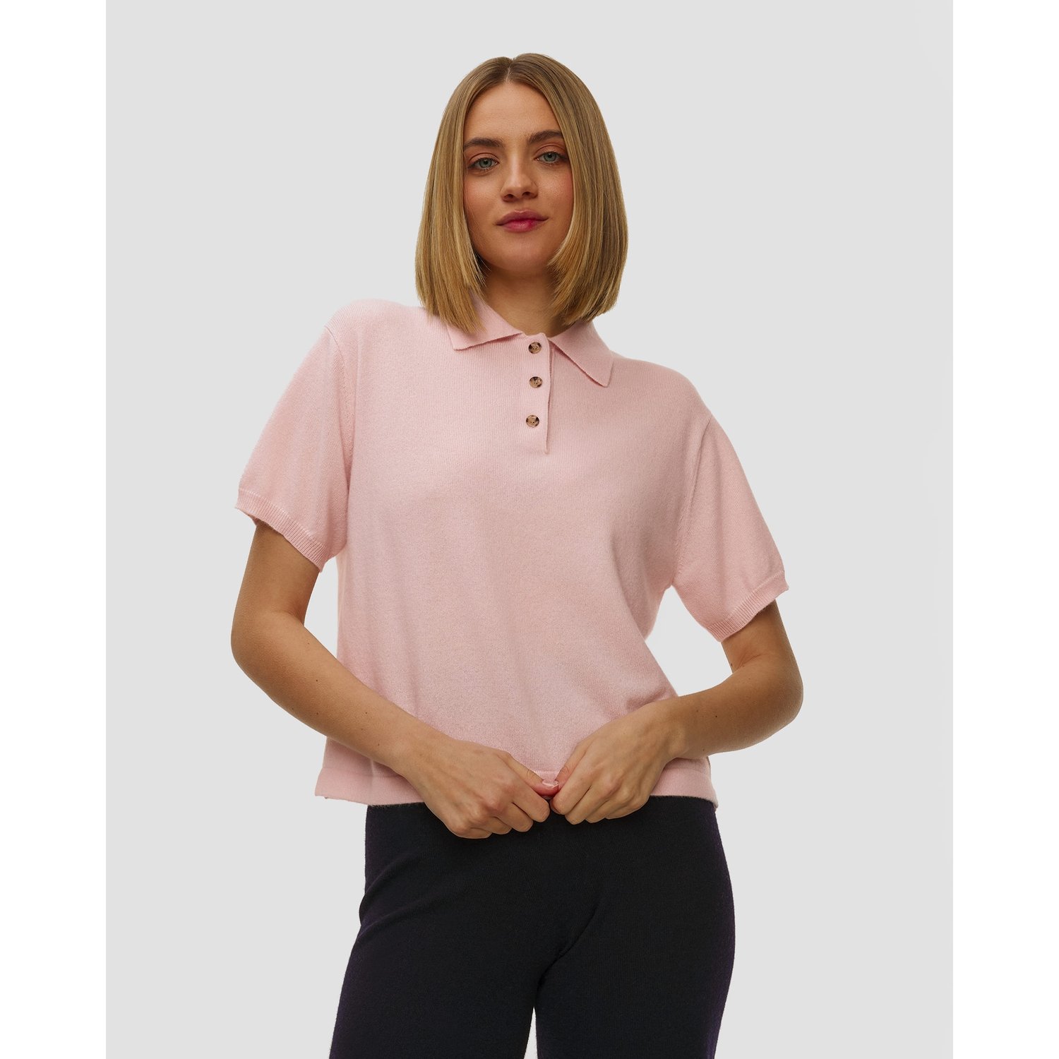 Różowy Sweter Kaszmirowy Z Krótkim Rękawem Damski Allude