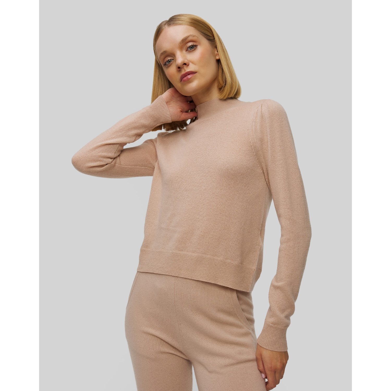 Beżowy sweter kaszmirowy damski Allude